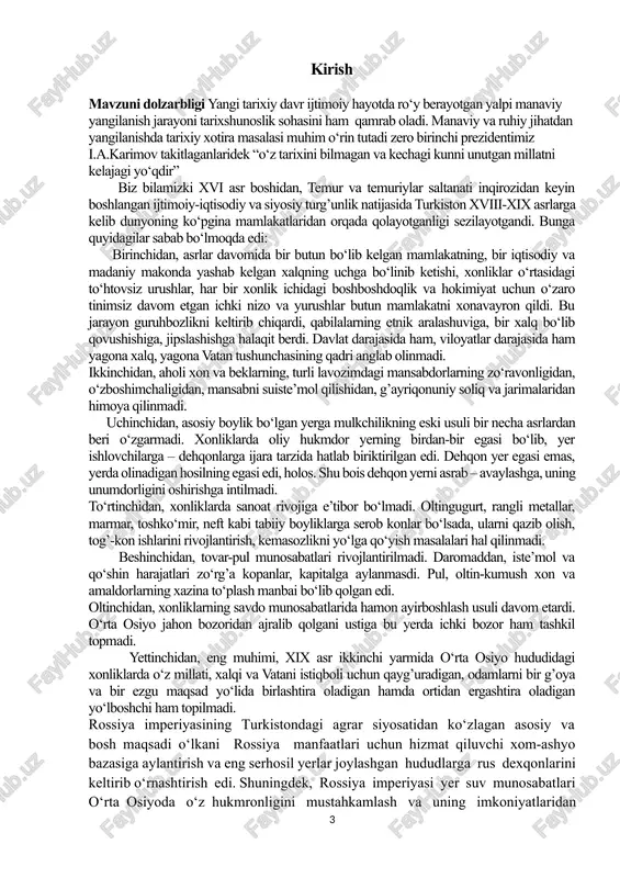 i o‘lkani rossiya manfaatlari uchun hizmat qiluvchi xom-ashyo bazasiga aylantirish va eng serhosil yerlar joylashgan hududlarga rus dexqonlarini keltirib o‘rnashtirish edi. shuningdek, rossiya imperiyasi yer suv munosabatlari o‘rta osiyoda o‘z hukmronligini mustahkamlash va uning imkoniyatlaridan o‘z manfaatlari yo‘lida foydalanishni ko‘zda tutgan edi. 1886 yilgi nizomga ko‘ra, rus dexqonlaring o‘rta osiyoga ko‘chib kelishlari uchun katta imtiyozlar berildi. shuningdek, bu nizomga ko‘ra, «bo‘sh yotgan davlat yerlariga» birinchi navbatda harbiy hizmatdan bo‘shatilgan harbiy xizmatchilarni qo‘yish ko‘zda tutildi. imperiyaning turkistondagi yer suv masalalariga doir siyosatida quyidagi siyosat amalga oshirildi:turkistonda barcha yerlar davlat mulki deb e’lon qilindi, o‘troq mahalliy aholiga yer merosi yakka jamoa ekanligi tariqasida, ko‘chmanchi aholiga esa azaliy dehqonchilik odatlariga rioya etilgan holda, muddati cheklanmagan holda jamoa bo‘lib foydalanish uchun topshirildi;o‘troq aholi yashaydigan joylarda yer, undan amalda foydalanganga biriktirib qo‘yildi;dastlab vaqf yerlariga soliq joriy etilgan bo‘lsa, keyinroq bu mulklar butunlay tugatilib yuborildi;shahar tashqarisida mahsus ko‘chiruv fondlaridan tashqari rus aholisiga yer ajratish ta’qiqlandi;yevropaliklar, xususan, …