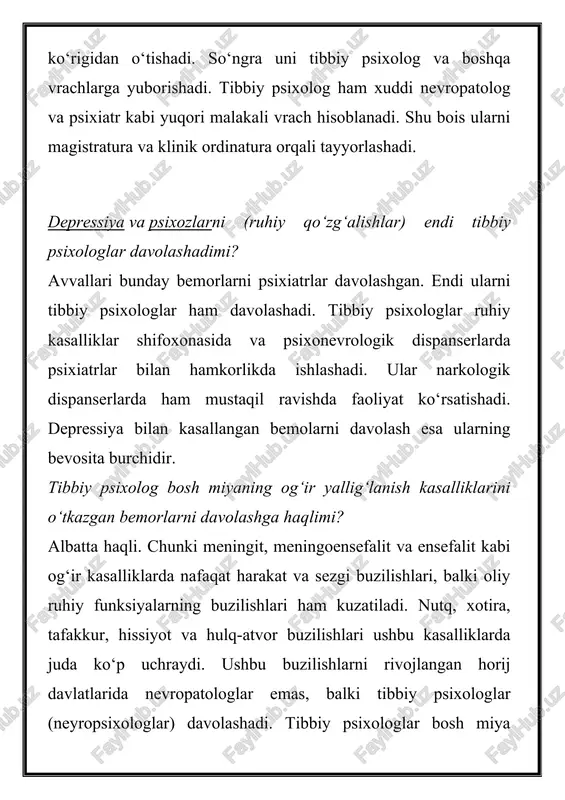 i dori-darmonlar hamda psixoterapiya usullarini parallel tarzda qo‘llaydi. insult kasalligichi? ko‘pchilik insult kasalligini faqat nevropatolog davolaydi deb o‘ylaydi. bu fikr qisman to‘g‘ri xolos. insult kasalligini nechta mutaxassis davolashiga e’tibor qiling. insult endi rivojlangan paytda uni nevropatolog, reanimatolog, angioxirurg yoki neyroxirurg davolaydi. agar insult xushning buzilishi bilan namoyon bo‘lsa, bemor reanimatsiya bo‘limiga yotqiziladi. agar insult bo‘yin qon tomirlari tiqilib qolishi sababli rivojlansa, bemor angioxirurgiya (angionevrologlar) bo‘limida operatsiya qilinadi. agar miyaga qon quyilsa, bemor zudlik bilan neyroxirurgiya bo‘limiga olib boriladi va operatsiya qilinadi. ushbu mutaxassislar yordamidan keyin bemor butunlay tuzalgunga qadar, uni nevropatolog va tibbiy psixolog kuzatuvga oladi. nevropatolog harakat va sezgi buzilishlarini tiklash bilan shug‘ullansa, tibbiy psixolog (neyropsixolog) oliy ruhiy funksiyalar, ya’ni nutq, xotira, tafakkur va hissiyot buzilishlarini bartaraf etish bilan shug‘ullanadi. agar miya insultlarida harakat va sezgi buzilishlari 30 % ga yaqin bo‘lsa, oliy ruhiy funksiyalar buzilishi 70 % dan oshadi. bu degani miya insultini o‘tkazgan bemor 70 % vaqtini …