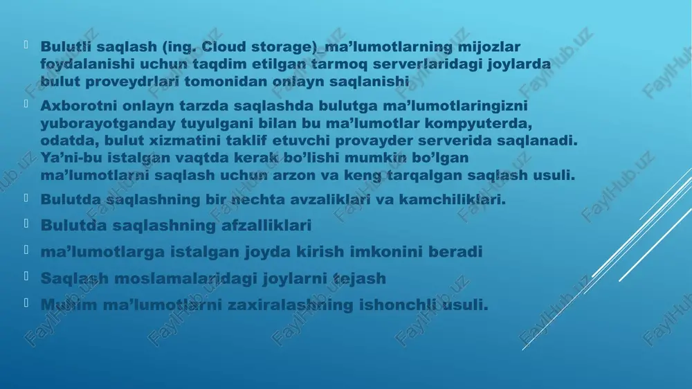 ma’lumotlarni bulutda saqlash platformalari bilan ishlash - Page 3
