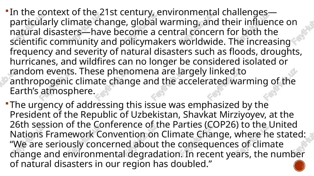 r underlying causes, and reviews academic scholarship that has contributed to understanding these phenomena in the context of a changing climate. natural disasters are typically classified into geophysical, meteorological, hydrological, climatological, biological, and extraterrestrial categories, based on their origin and impact mechanisms. this classification is supported by the centre for research on the epidemiology of disasters (cred), which has played a foundational role in disaster data analysis. the root causes of the growing disaster risk lie in a combination of natural processes and human activities. climate change is a significant driver, altering precipitation patterns, raising sea levels, and increasing the energy in the atmosphere and oceans. urbanization without adequate planning increases vulnerability to floods and earthquakes. deforestation and poor land use reduce natural defenses against erosion and landslides. in addition, economic inequality and lack of access to early warning systems often mean that the poorest communities suffer the worst consequences. …