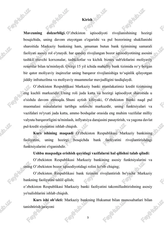 oliy organi direktorlar kengashi hisoblanadi. bu o’zbekiston banki faoliyatining asosiy yo'nalishlarini belgilaydigan va uni boshqaradigan kollegial organdir. direktorlar kengashi tarkibiga quyidagilar kiradi: o’zbekiston banki raisi va boshqaruvning 12 a'zosi. direktorlar kengashi a'zolari doimiy asosda ishlaydi. ular bank raisining taklifiga binoan davlat dumasi tomonidan tasdiqlanadi, u ayni paytda direktorlar kengashi raisi hisoblanadi. direktorlar kengashi hukumat bilan hamkorlikda yagona davlat pul-kredit siyosatini ishlab chiqadi va uning amalga oshirilishini ta’minlaydi. o’zbekiston banki markaziy apparatining tuzilishi va shtat jadvali, shuningdek uning boshqa tarkibiy bo'linmalarining nizomlari direktorlar kengashi tomonidan tasdiqlanadi. uning vakolatiga shuningdek quyidagilar kiradi: markazlashtirilgan kreditlar bo'yicha stavkalarning o'zgarishi, majburiy zaxiralar, iqtisodiy standartlar; o’zbekiston bank tizimiga xorijiy kapitalni kiritish shartlarini aniqlash; o’zbekiston banki uchun ham, mamlakat bank tizimi uchun ham muhim ahamiyatga ega bo'lgan boshqa qarorlar. direktorlar kengashining qarori, agar unga a'zolarning ko'pchiligi ovoz bergan bo'lsa, qabul qilingan hisoblanadi. shunday qilib, direktorlar kengashi nafaqat o’zbekiston bankining ishiga rahbarlik qiladi va tashkil qiladi, balki mamlakatdagi …