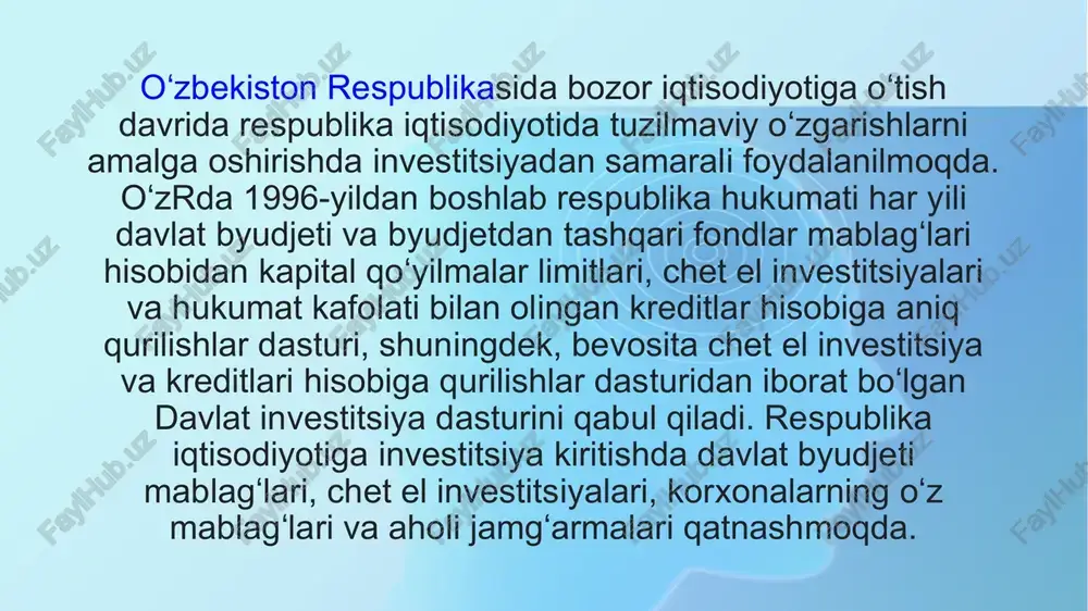 tsiya va unuing funksiyalarl reja: 1 investitsya tushunchast 2investitsion faoliyat