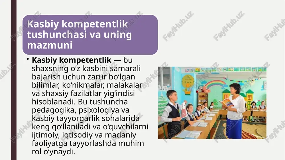 resurslar bu jarayonni samarali tashkil qilishda katta rol o‘ynaydi. kasbiy kompetentlikni rivojlantirish uchun o‘quvchilarni real hayotdagi kasb-hunarlar bilan tanishtirish, ularning faol ishtirokini ta’minlash va amaliy mashg‘ulotlarni yo‘lga qo‘yish muhimdir. darslarda kasb-hunar haqidagi bilimlarni integratsiyalash boshlang‘ich sinf o‘quvchilariga kasbiy kompetentlikni rivojlantirishning birinchi qadamlaridan biri bu darslarda kasb-hunarlar haqidagi bilimlarni integratsiyalashdir. bu jarayon o‘quvchilarga kasblar haqida aniq tasavvur hosil qilishga yordam beradi va ularni kelajakda o‘zlarining qiziqishlariga mos kasbni tanlashga undaydi. kasblar haqida ma’lumot berish: o‘quvchilarni turli kasblar bilan tanishtirish, ularning vazifalari, talablari va jamiyatdagi o‘rni haqida gapirish muhimdir. kasblar haqidagi bilimlarni barcha fanlarda integratsiya qilish mumkin. masalan, matematika darsida muhandislik kasbining ahamiyatini, adabiyot darsida shoir yoki yozuvchi kasbini yoritish mumkin. kasbiy mavzularni o‘rgatish: o‘quvchilarni kasb-hunarlar bilan tanishtirish uchun maxsus darslar tashkil etish mumkin. bu darslarda o‘quvchilarga turli kasblarning afzalliklari, ularga qo‘yiladigan talablar va kasbiy qiziqishlar haqida so‘z yuritiladi. kasb-hunarlar haqida interaktiv materiallar, video yoki o‘yinlar yordamida ham o‘rgatish mumkin. kasblar bilan …