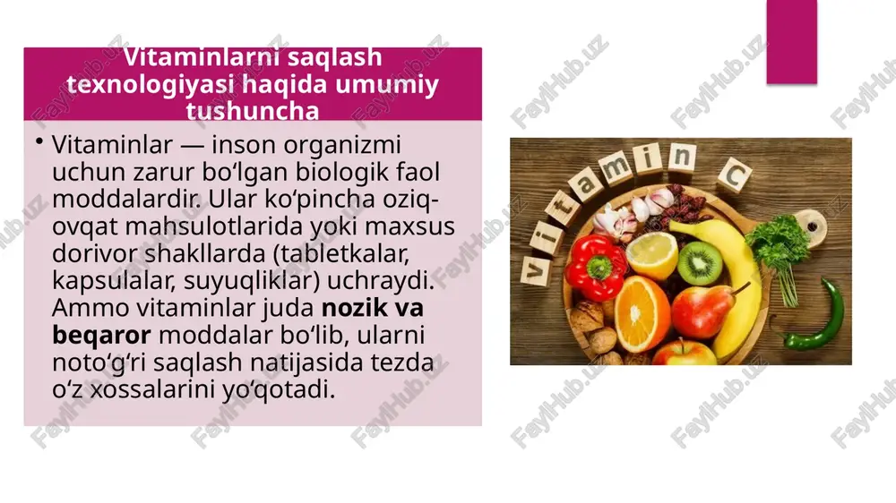 iotexnologiyalari va kriyo-quritish texnologiyalari orqali mashhur. bu texnologiyalar vitaminlar va ozuqa moddalarini issiqlikdan foydalangan holda emas, balki past haroratda quritish orqali saqlashni ta’minlaydi. asosiy innovatsiyalar: ❄️ kriyo-quritish (liofilizatsiya): mahsulotlar avval muzlatiladi, keyin esa vakuum muhitida quritiladi. bu vitaminlarning tuzilishini buzmasdan saqlash imkonini beradi. 🧪 modulli saqlash tizimlari: har xil turdagi vitaminlar uchun individual harorat va namlik nazorati o‘rnatiladi. 💡 energiya tejamkor sovutgichlar: aqlli tizimlar orqali sovutish faqat kerak bo‘lgan paytda faollashadi, bu esa elektr energiyasini tejaydi. 📲 iot (internet of things) tizimlari: vitamin saqlash konteynerlari tarmoq orqali boshqariladi, masofadan nazorat qilinadi. afzalliklari: vitaminlar uzoq muddatgacha sifatini saqlaydi. energiya tejaladi va xarajat kamayadi. saqlash tizimlari avtomatlashtirilgan, inson aralashuvi kamroq. mahsulotlar ekologik toza va xalqaro standartlarga mos. shvetsiya va finlyandiya tajribasining taqqoslanishi: ko‘rsatkich shvetsiya finlyandiya asosiy texnologiya smart konteynerlar, uv-qadoqlash kriyo-quritish, modulli tizimlar e’tibor berilgan yo‘nalish farmatsevtika, sog‘liqni saqlash oziq-ovqat va bioqo‘shimchalar energiya samaradorligi yuqori juda yuqori atrof-muhitga moslik qayta ishlanadigan qadoqlash …