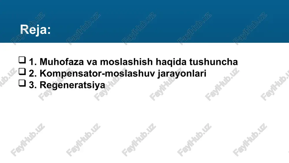 oki yot jismlarning biriktiruvchi to‘qima bilan almashishi. metaplaziya – bir turdagi to‘qimaning boshqa turga aylanishi. atrofiya – organ yoki to‘qimaning kichrayishi. 11 gipertrofiya sabablari: ortiqcha yuklama, kompensator holatlar. turlari: ishchi (kompensator) – yurak poroklarida qorinchalar devori qalinlashishi. vikar – juft a’zoning biri olib tashlanganda ikkinchisida rivojlanadi. neyrogumoral – gormonal buzilishlarga bog‘liq. gipertrofik o‘sish – polip, kondiloma. 12 fiziologik gipertrofiya 13 patalogik gipertrofiya 14 atrofiya organ yoki to‘qimaning hajmi kichrayishi va funksiyasi susayishi. fiziologik atrofiya – yoshga bog‘liq. patologik atrofiya – ovqatlanish buzilishi, endokrin kasalliklar, nerv zararlanishi, intoksikatsiya oqibatida. umumiy atrofiya – ozib ketish, kaxeksiya. mahalliy atrofiya – ish faoliyati pasayishi, qon aylanishi buzilishi. umurtqa tanasiga biriktirilgan umurtqa yoyi bir nechta tuzilmalarni hosil qiladi. orqa miya orqa tomoniga chiqib turadi va odamlarning orqa qismining o’rtasidan ko’rinadigan bo’rtmalar qatorini hosil qiladi. agar siz orqangizni his qilsangiz, ularni paypaslashingiz kerak. tikanli jarayonning yon tomonida lamina joylashgan. pedikula pastki va yuqori artikulyar jarayonlar o’rtasida …