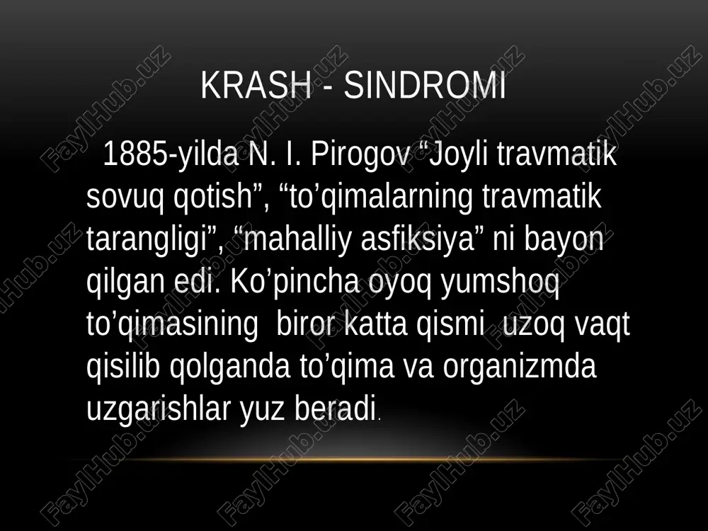 vmatik toksikoz (to’qimalarning uzoq ezilish sindromi, krash - sindromi)