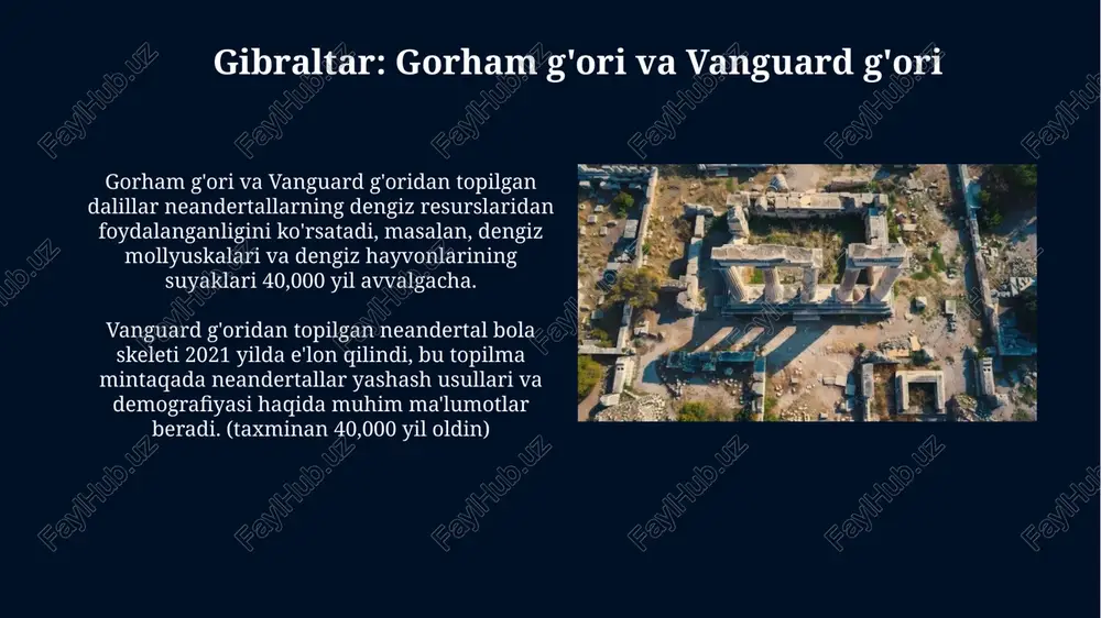 ordam berdi. qafzeh g'orida topilgan 20 dan ortiq zamonaviy odamlarning qoldiqlari ularning mousterian davridagi neandertal odamlar bilan birga yashaganligini isbotlaydi. mousterian davri geologiyasi va xronologiyasi mousterian xronologiyasi izotop bosqichlari (mis) bilan belgilanadi, ayniqsa mis 5 dan mis 3 gacha bo'lgan oraliq, bu davrning iqlim o'zgarishlarini tushunish uchun muhim. mousterian davri geologiyasi asosan pleystotsen davriga to'g'ri keladi, taxminan 300,000 dan 40,000 yil oldingi vaqt oralig'ida, muzlik davrlari bilan xarakterlanadi. mousterian davridagi san'at va simvolizm qabristonlarda topilgan buyumlar, marhum bilan birga ko'milgan, ularning o'limdan keyingi hayotga ishonchi yoki ruhoniylik amaliyoti borligini taxmin qilishga asos bo'ladi, 50000 yil oldin. mousterian davrida pigmentlardan foydalanish, masalan, oxra, tanani bo'yash yoki ob'ektlarda ramziy iz qoldirish uchun ishlatilgan, bu esa 100000 yil oldin kuzatilgan. mousterian davri: kirish mousterian davri, taxminan 200,000 yil avval boshlanib, 40,000 yil avval yakunlangan bo'lib, neandertallar bilan bog'liq tosh asboblari texnologiyasi bilan xarakterlanadi. mousterian madaniyati levallua texnikasi kabi ilg'or asbob yasash usullarini o'z …