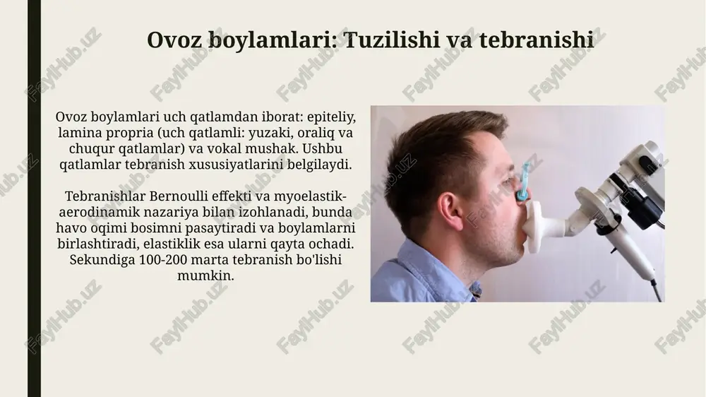 burun chig'anog'ini (superior, medius va inferior) o'z ichiga oladi, ularning har biri g'ovak suyagi va pastki chig'anoq suyagi bilan hosil bo'ladi. burun to'sig'i, asosan, perpendikulyar plastinka (ethmoid suyagining bir qismi) va vomerdan tashkil topgan bo'lib, kichik tog'ay qismlari, shu jumladan to'rtburchak tog'ayni ham o'z ichiga oladi. burun bo'shlig'i shilliq qavati: tuzilishi va funktsiyalari burun bo'shlig'i shilliq qavati epiteliysi ko'p qatorli prizmatik bo'lib, 5-6 xil hujayra, shu jumladan kiprikli hujayralar (sekundiga 10-12 marta uradi) va goblet hujayralaridan iborat. xushbo'y mintaqada maxsus xushbo'y neyronlar (taxminan 10-20 million) mavjud bo'lib, ularning aksonlari bosh miyaga o'tadi va hidlarni sezish imkonini beradi. tashqi burun: umumiy ko'rinish va tuzilishi burun terisi juda sezgir bo'lib, ko'p sonli yog' bezlari va soch follikulalariga ega. burun uchi terisi burun orqasiga nisbatan qalinroq tuzilishga ega. burun shakli irqiy xususiyatlar va genetik omillarga bog'liq. masalan, yevropa irqida burun burchagi o'rtacha 30-40 gradusni tashkil etadi. halqum shilliq qavati: tuzilishi va xususiyatlari shilliq …