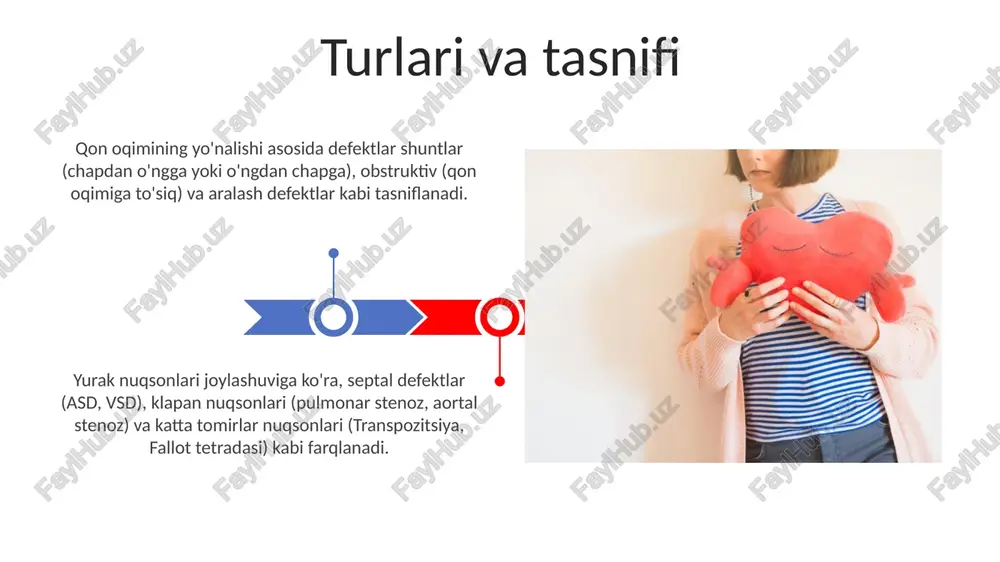 ytiradi, bu esa ba'zi tug'ma yurak nuqsonlarida yurak yukini kamaytiradi. diagnostika usullari elektrokardiografiya (ekg) yurakning elektr faolligini yozib oladi, ritm buzilishlari va yurak mushaklarining shikastlanishini aniqlashda yordam beradi, 12 ta o'tkazgich orqali ma'lumot uzatadi. ekokardiyografiya, ultratovush tekshiruvi, bolaning yuragining tuzilishi va ishlashini baholaydi, 2d, 3d tasvirlar va doppler o'lchovlari orqali qon oqimini aniqlaydi. bemorlarni parvarish qilish va kuzatish bolalarga postoperatsion davrda intensiv terapiya bo'limida 24-48 soat davomida doimiy ekg monitoringi va qon bosimi nazorati o'tkaziladi. uyga qaytgandan so'ng, ota-onalar bolaning vaznini har kuni o'lchashlari, dori-darmonlarni (masalan, diuretiklar) belgilangan dozada berishlari va suyuqlik iste'molini cheklashlari kerak. e'tiboringiz uchun rahmat @taqdimot_robot image5.jpg image6.jpg image7.jpg image8.jpg image9.jpg image10.jpg image11.jpg image12.jpg image13.jpg image14.jpg image15.jpg image16.jpg image1.jpeg image2.jpeg