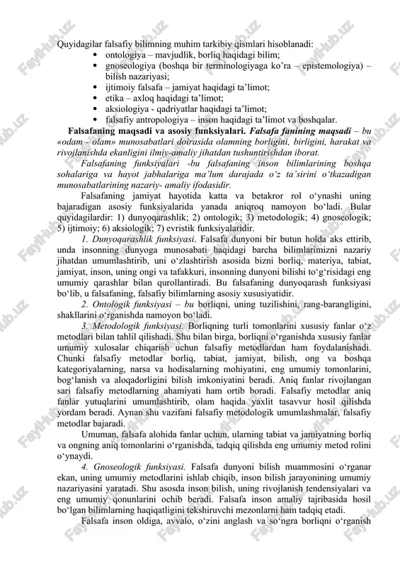 n uzviy bog’landi, natijada falsafiy tadqiqotlarning diqqat markazidan bilish va ilmiy metodlar masalalari o’rin oldi. xix asrning ikkinchi yarmida yuz bergan «klassik falsafa» va oqilonalik inqirozi irrasionallik, intuitivlik, ongsizlik muammolarini namoyon etdi, xx asrning birinchi yarmida ular «noklassik falsafa» tahlilining asosiy predmetiga aylandi, bu esa, o’z navbatida, matnlar mantig’i, tili, ularni talqin qilish va sharhlashga alohida qiziqish uyg’onishiga olib keldi. xx asrning so’nggi o’n yilliklarida hozirgi madaniyatdagi inqiroz hodisalarini va yangi axborot texnologiyalarining, shuningdek ommaviy kommunikasiya vositalarining jadal sur’atlarda rivojlanishi bilan belgilangan muammolarni kun tartibiga qo’ygan postnoklassik falsafa shakllandi. bu falsafa vakillari «tarixiy rivojlanishning tugallanganligi», barcha ma’nolar va g’oyalar «aytib bo’linganligi» haqida mushohada yuritib, inson o’ziga yog’ilayotgan axborotga ishlov berishga qodir emasligiga e’tiborni qaratar ekan, notizimlilik, yevropa an’anaviy falsafiy bilimining negizlari, qadriyatlari va chegaralarini o’zgartirish g’oyasini ilgari surdilar. nihoyat, xx-xxi asr chegarasida eng yangi falsafada birinchi o’ringa chiqqan va eng muhim mavzular qatoridan o’rin olgan yana bir mavzu globallashuv jarayonlarining …
