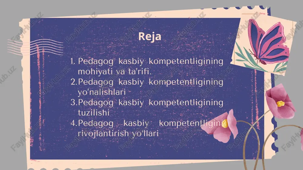 ishi lozim. o‘quvchilarning bilimini baholash va tahlil qilish baholash mezonlarini to‘g‘ri qo‘llash, individual yondashuv asosida o‘quvchilarning yutuq va kamchiliklarini aniqlash kommunikativ va muloqot kompetensiyasi — bu o‘qituvchining samarali muloqot o‘rnatish, axborotni aniq va ravon yetkazish, o‘quvchilar, ota-onalar hamda hamkasblar bilan to‘g‘ri aloqa qilish qobiliyatidir. bu kompetensiya pedagogik faoliyatda muhim o‘rin tutadi, chunki ta’lim jarayonining samaradorligi ko‘p jihatdan o‘qituvchining muloqot madaniyatiga bog‘liq. kommunikativ va muloqot kompetensiyasi asosiy jihatlari: ochiq va tushunarli nutqga ega bo‘lish – o‘qituvchi darsda mavzuni aniq, lo‘nda va tushunarli tarzda bayon qila olishi zarur. faol tinglash ko‘nikmalari – faqat gapira olish emas, balki o‘quvchini tinglab, uning fikrini tushunish va unga munosib javob bera olish muhim. empatiya va psixologik sezuvchanlik – o‘quvchilarning ichki holatini his qilish, ularning ehtiyoj va qiyinchiliklarini tushunishga intilish. ijobiy munosabat o‘rnatish – har bir o‘quvchiga nisbatan hurmat, ishonch va qo‘llab-quvvatlovchi munosabatda bo‘lish. mazkur kompetensiya qamrab oladi: o‘quvchilar bilan pedagogik muloqot yuritish; ota-onalar bilan hamkorlikni yo‘lga …
