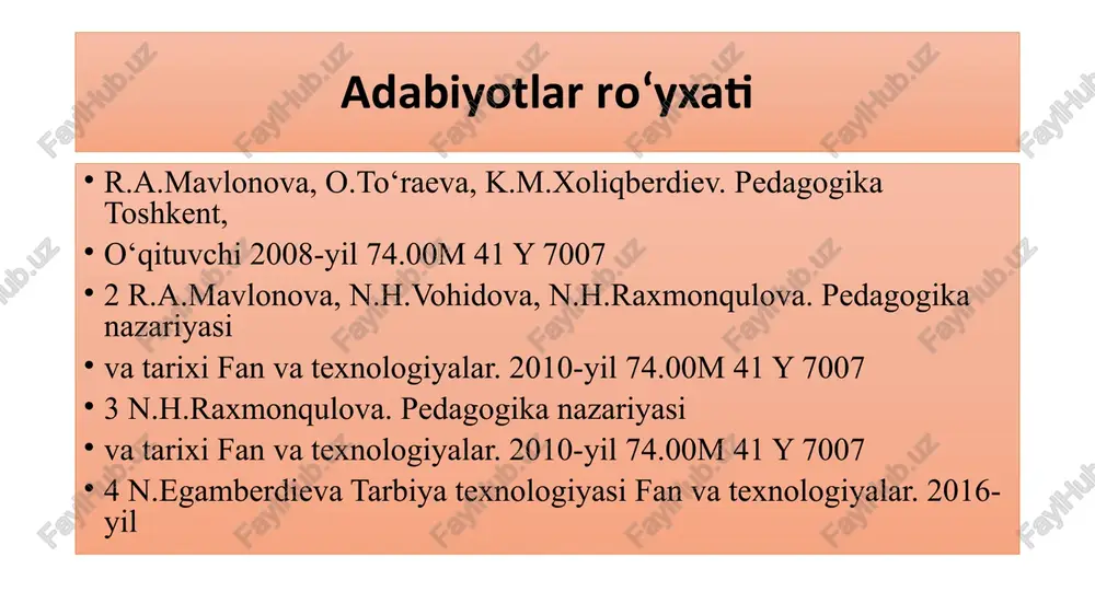 takchi qoidalardir. ta’lim jarayonini texnologiyalashtirish pedagogik faoliyatning muhim koʻrinishi boʻlib, u quyidagi bosqichlarda amalga oshiriladi: - pedagogning texnologik madaniyatga egaligi; - pedagogning pedagogik texnologiyalarni qoʻllash borasida tajribaga egaligi; - pedagog tomonidan pedagogik texnologiyalarga “ijodiy” oʻzgarishlar kiritilishi va ularning qayta shakllantirilishi; - pedagogik texnologiyalarni ta’lim amaliyotiga tatbiq etishda oʻqitiuvchi va talabalar oʻrtasida oʻzaro hamkorlik negizida muvaffaqiyatli vaziyatlarning qaror topganligi; - pedagogik texnologiyalarning tarkibiy qismlari oʻrtasidagi oʻzaro aloqadorlik; - peagogik texnologiyalarning talabalar va pedagoglarning kasbiy rivojlanishini ta’minlashdagi imkoniyatlarga egaligi; - talabalar oʻquv-bilish faoliyatining ijobiy ahamiyat kasb etishi. ta’lim muassasalarida ta’lim jarayonini loyihalash ikki darajada: a) oʻqituvchi faoliyati darajasida (ta’lim jarayonining alohida qismlarini loyihalash); b) ta’lim menejeri faoliyati darajasida (ta’lim jarayonini yaxlit loyihalash) amalga oshiriladi. ta’lim jarayonini loyihalashda nafaqat har bir tarkibiy qism, balki ular orasidagi aloqalar ham modellashtiriladi hamda loyihalash qonuniyatlari pedagogik faoliyat koʻrinishi boʻlib, u ta’lim jarayonining texnologik tuzilma hama oʻqitish natijasini kafolatlovchi metod va vositalar yigʻindisiga egaligi bilan tavsiflanadi. innovatsiya …