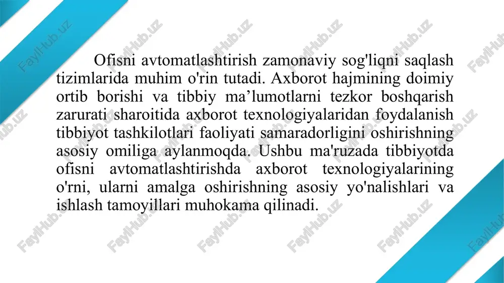 adi. ma'lumotlar mashinani o'rganish modellari uchun yoqilg'i hisoblanadi va to'g'ridan-to'g'ri ma'lumotlar sifati olingan modellarning sifatiga ta'sir qiladi. teth larni qayta ishlashning qiyinligi shundaki, bemorning jinsi, yoshi, yashash joyi, laboratoriya tekshiruvlari natijalari kabi oson izohlanadigan ma'lumotlar elektron tibbiy hujjatlardagi qimmatli ma'lumotlarning "aysbergning uchi" dir. ko'proq ma'lumotlar tuzilmagan matn shaklida to'planadi. tekshiruv protokollari, bo'shatish xulosalari, instrumental tadqiqotlar va boshqalar turli format va mazmundagi matnlar bilan to'ldiriladi. mashinani o'rganish modellari bo'yicha keyingi tahlil qilish uchun ulardan noyob talqin qilinadigan va mashina tomonidan o'qiladigan formatda ma'lumotlarni ajratib olish nlp - natural languages ​​​​processing deb nomlangan sun'iy intellekt texnologiyasi bo'limining vazifasidir. webiomed. nlp xizmati har xil turdagi teth bilan ishlaydi va har xil turdagi 3 mingdan ortiq xususiyatlarni ajratib oladi: mantiqiy, raqamli, toifali va tartibli. bitta hujjatda har xil turdagi ko'p sonli atributlar bo'lishi mumkin. masalan, terapevtning tekshiruvi uchun protokol eng keng tarqalgan hujjatlardan biridir. unda mantiqiy belgilar bo'ladi: yomon odatlar, o'tmishdagi kasalliklar, oilaviy tarix, …