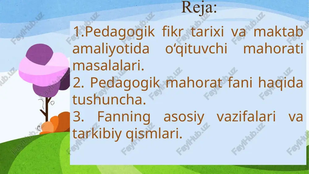 , nazm mulkining sultoni a. navoiy, a. jomiy va boshqalarning asarlarida nutq, notiqlik san’ati, madaniyati haqida, so‘z va uning inson ruhiyatiga ta’siri haqida juda ko‘p qimmatli durdona fikrlari mavjud. oliy maktablar o‘quv rejasiga kiritilgan “pedagogik mahorat” fanining ahamiyati haqida bitiruvchi kurs o‘quvchisining hikoyasining fikrini keltiramiz: “menga akademik litsey bitiruvchilariga pedagogik amaliyot davrida mashg‘ulot o‘tish topshirildi, bir kuni guruhga kirsam guruhdagi eng kuchli ikki o‘quvchi urushmoqchi bo‘lib bir-birining yoqasidan ushlab turishgan edi. “pedagogik mahorat – pedagogik vaziyatni, faoliyatini mohirlik bilan boshqarishdir”. 3. fanning asosiy vazifalari va tarkibiy qismlari. pedagogik mahorat egasi kam kuch (mehnat) sarf qilib katta natijaga erishadi. ijodkorlik uning hamisha hamkori bo'ladi. pedagogik ishga qobiliyatli, iste'dodli kishidagina pedagogik mahorat bo'lishi mumkin. o'qituvchi avvalo pedagogik jarayonning qonuniyatlari va mexanizmlarini yaxshi egallagan bo'lishi lozim. shu ma'noda pedagogning umumlashgan malakalari, uning pedagogik texnikasi katta ahamiyatga molik bo'ladi. mahorat – bu alohida qudrat. haqiqiy usta mehnat faoliyati chog'idagina go'zal bo'lganidek, mohir – tajribali …