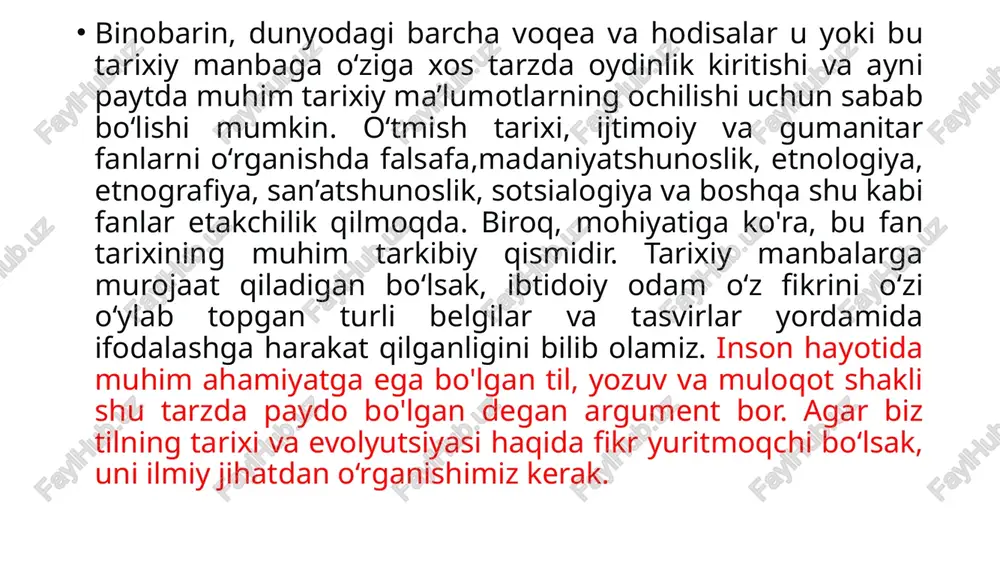 i (so'zlar, grammatik shakllar, iboralar, talaffuz xususiyatlari) kiradi. xalq tili hech qanday geografik joy, ijtimoiy guruhga bog'liq emas. bu adabiy me’yorlardan yetarlicha bilimga ega bo‘lmagan, adabiy va adabiy bo‘lmagan me’yorlar o‘rtasidagi farqni bilmaydigan milliy tilda so‘zlashuvchilarning nutqidir. hududiy lahjalar - ma'lum bir hududda qo'llaniladigan til shakllari. bular faqat og'zaki nutqda mavjud bo'lgan tilning arxaik va tabiiy shakllaridir. rus tilida uchta dialekt mavjud: janubiy rus, markaziy rus, shimoliy rus. ularning har biri o‘ziga xos fonetik, leksik, grammatik xususiyatlarga ega.jargonlar - bu umumiy kasb bilan birlashgan yoki har qanday asosda alohida guruhlarni tashkil etuvchi odamlarning nutqi: ijtimoiy, yosh, qiziqish. yoshlik jargoni, jinoiy jargon, muxlislar, kollektorlar jargonlari va boshqalar bor. jargon - bu sirli til, uni faqat tor doiradagi ishtirokchilar biladi. adabiy til adabiy til - matbuot, fan, davlat idoralari, ta’lim, radio, televideniyeda qo‘llaniladigan milliy tilning eng oliy shaklidir. u inson hayoti va faoliyatining turli sohalariga xizmat qiladi: siyosat, madaniyat, fan, ish yuritish, …