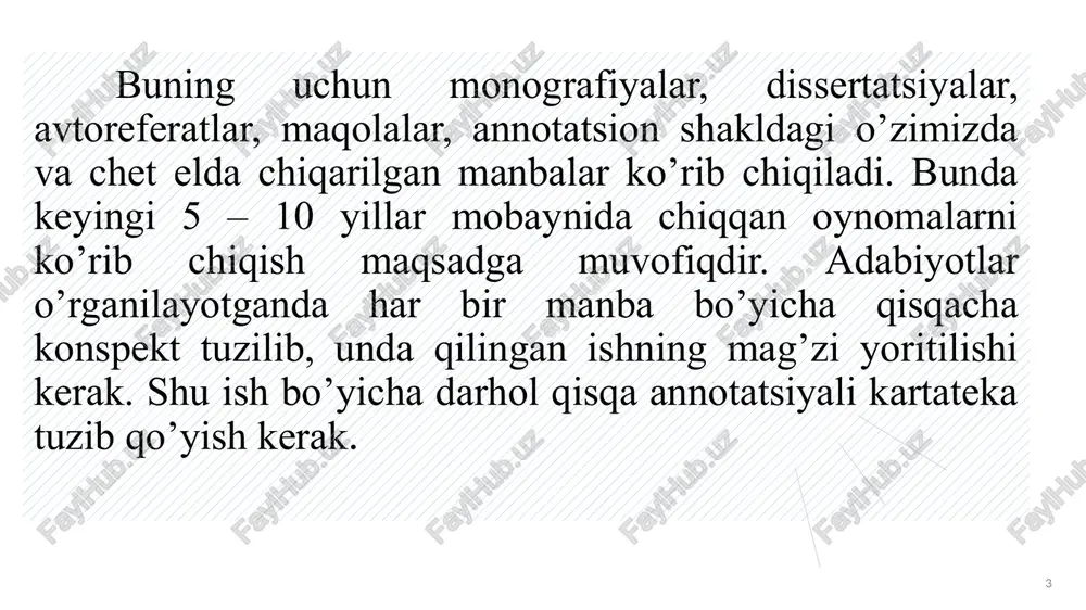 . tajribaning takroriyligi zarvaraq -rejaning birinchi sahifasi bo’lib, unda quyidagilar ko’rsatiladi: 1. tadqiqot o’tkaziladigan tashkilot joylashgan davlat nomi (zarur bo’lsa). 2. tadqiqot o’tkaziladigan tashkilotning yuqori muassasasi nomi. 3. tadqiqot o’tkaziladigan tashkilot nomi. 4. saxifaning o’ng chetida dasturni tasdiqlanganligi to’g’risidagi belgi. 5. mavzuning indeks raqamlari (agar xizmat doirasida ishlatiluvchi mavzu bo’lsa takidlanadi). 6. mavzuning nomi. 7. ma`sul ijrochi (ismi sharifi, nasabi) 8. iti raxbari (ismi sharifi, nasabi to’la) 9. tashkilot raxbarlari. 10. ish o’tkazilgan shaxarning nomi va yili. 11. ijrochilar. agar ijrochilar soni 3 tadan ko’p bo’lsa, ularning ro’yxati zarvaraqdan keyingi sahifada alfavit ketma ketligi bo’yicha berilib, nasabi yoniga qavs ichida ijrochi tamonidan tadqiqot ishning qaysi qismi yoki bobida ishtirok etganligi ko’rsatiladi. muqaddima- bu bo’limda o’rganilayotgan soha bo’yicha dastlabki ma`lumotlarni berish kerak. dastlabki ma`lumotlar adabiyotlar sharxlari natijalari, tanlangan mavzu va muammo bo’yicha yig’ilgan manbalar asosida tuzilgan referatlar (kitoblardan, oynoma, maqolalardan, ilmiy hisobotlardan, ko’rsatmalar va boshqa manbalardan) asosida beriladi. bunda albatta muallifning …