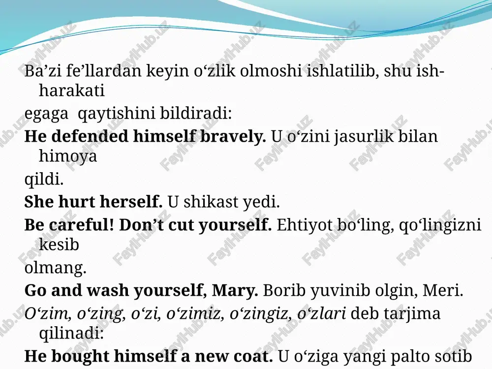 o‘zlik olmoshlari (reflexive pronouns) - Page 3