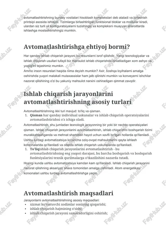n. xususan, texnologik jarayonlar va ishlab chiqarishni avtomatlashtirish tarkibiga harorat ko'rsatkichlari, bosim, oqim xususiyatlari va boshqalar uchun signalizatsiya moslamalari kiritilishi mumkin. boshqarish signalizatsiya moslamalarining ishlash printsipi ham boshqacha. agar biz eng keng tarqalgan harorat moslamalarini ko'rib chiqsak, manometrik, simob, bimetalik va termistor modellarini ajratib ko'rsatishimiz mumkin. dizayn, qoida tariqasida, ishlash printsipi bilan belgilanadi, ammo ish sharoitlari ham unga sezilarli ta'sir ko'rsatadi. korxonaning yo'nalishiga qarab, texnologik jarayonlar va ishlab chiqarishni avtomatlashtirish muayyan ish sharoitlarini kutish bilan ishlab chiqilishi mumkin. shu sababli, boshqarish moslamalari ham foydalanish uchun mo'ljallangan yuqori namlik, jismoniy bosim yoki kimyoviy moddalar ta'siri. dasturlashtiriladigan avtomatlashtirish tizimlari ishlab chiqarish jarayonlarini boshqarish va boshqarish sifati korxonalarni hisoblash moslamalari va mikroprotsessorlar bilan faol ta'minlanishi fonida sezilarli darajada yaxshilandi. sanoat ehtiyojlari nuqtai nazaridan dasturlashtiriladigan texnik vositalarning imkoniyatlari nafaqat texnologik jarayonlarni samarali boshqarilishini ta'minlash, balki loyihalashni avtomatlashtirish, shuningdek, ishlab chiqarish sinovlari va tajribalarini o'tkazishga imkon beradi. zamonaviy korxonalarda ishlatiladigan kompyuter qurilmalari real vaqt rejimida …