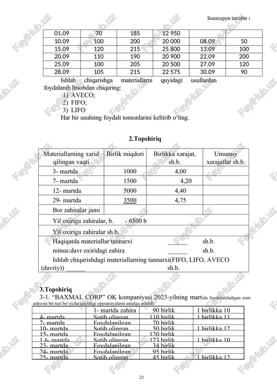 buxgalteriya hisobi "innovatsion rivojlanish nashriyot-matbaa uyi" o‘quv qo‘llanma. 2021 yil. 110 bet. (ushbu kitob universitet armda pdf variantda mavjud) axborot manbalari www.gov.uz (o’zbekiston respublikasi hukumat portali) www.mf.uz (o’zbekiston respublikasi moliyavazirligi) www.ziyonet.uz (axborot ta’lim tarmog‘i) www.lex.uz (o‘zbekiston respublikasi qonun hujjatlari ma’lumotlari milliy bazasi) www.stat.uz (o’zbekiston respublikasi statistikaqo‘mitasi) www.soliq.uz (o’zbekiston respublikasi soliq qo‘mitasi) www.accountingtools.som (buxgalterlar uchun qo’llanmalar sayti) www.ifrs.org (moliyaviy hisobotning xalqaro standartlari fondi sayti)