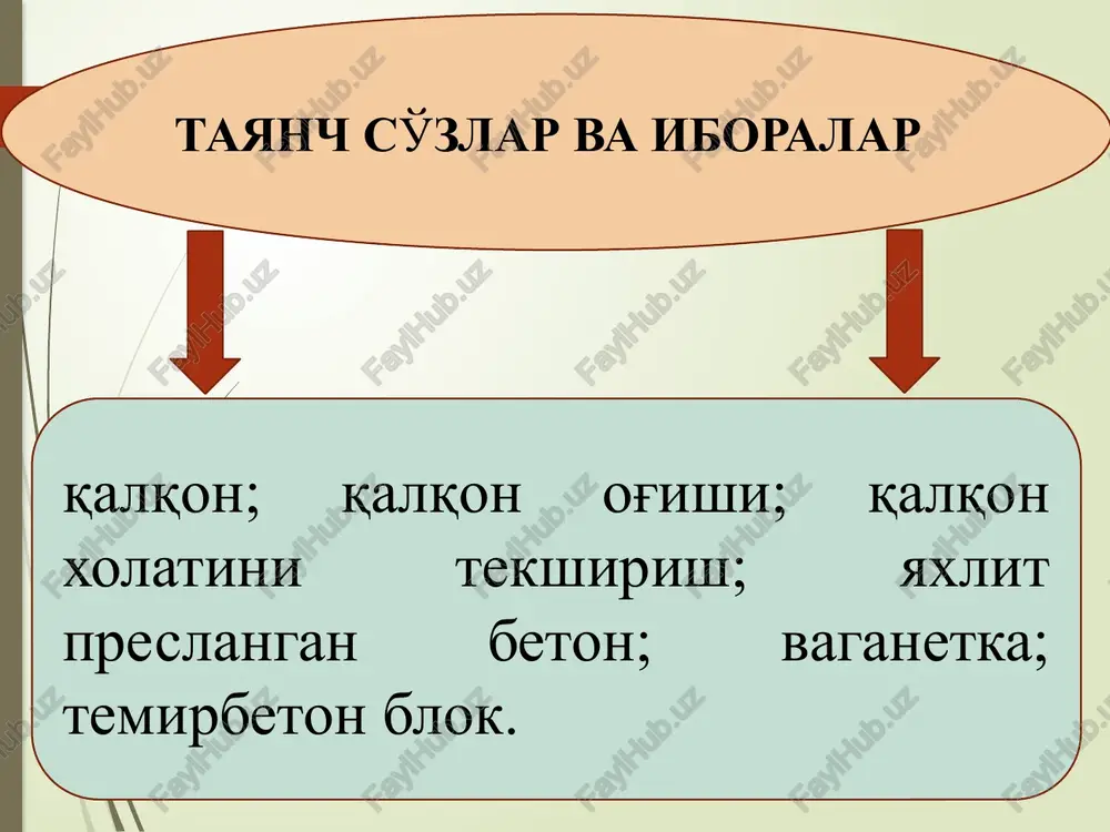 : ko'chma, kattiq siljuvchi va egiluvchan siljuvchi. qalqonni yuritishda quyidagi talablarni bajarish zarur qalqon usulida tonnel qurish quyidagi bosqichlardan iborat qalqonni siljitishning asosiy ish tartib-qoidalariga rioya qilish; qalqon holatini tekshirishning eng mukammal usullarini qo'llash; qalqon og'ishlarini tuzatishning eng ratsional usullarini amalga oshirmoq grunt qazish ishlari; tayyorgarlik ishlari qoplama qurish; nazorat savollari: qalqonni yuritish nima? qalqonni yuritishda qanday talablar quyiladi? qalqon usulida tonnel qurish qanday bosqichlardan iborat? 4. qalqon usulida tonnel qurishda qanday geodezik ishlar bajariladi? 5. qalqon usulida tonnel qoplamasi turlari quriladi? 6. qalqon usulida tonnel qurishda cho'yan yoki temirbeton tyubinglarni yihish qanday ish jarayonlardan tashkil topadi? 7. qalqon usulida yaxlit-preslangan betondan qoplamalar qurishda qanday qoliplar qo'llanadi? e'tiboringiz uchun raxmat! image1.jpeg image2.jpeg image3.jpeg image4.jpeg image5.gif image6.png image7.jpeg image8.jpeg image9.jpeg /docprops/thumbnail.jpeg