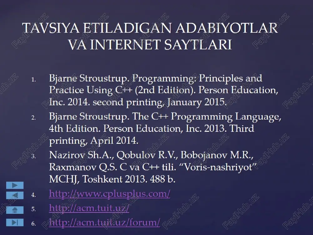 tavsiya etiladigan adabiyotlar va internet saytlari - Page 3