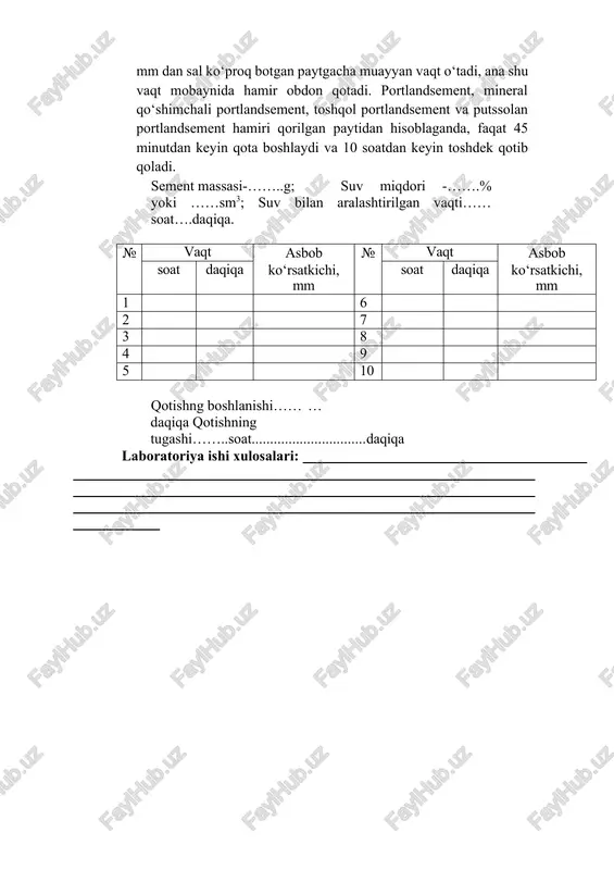 8-laboratoriya ishi. sementning qotish muddatlarini aniqlash - Page 3