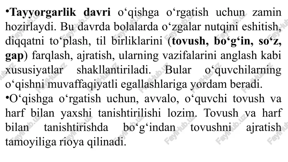 gan holda qo‘shimcha so‘z birikmalari, gaplar tuzib yozish va o‘qitish usuli o‘quvchilarning tushunib o‘qishlarini ta’minlaydi. ma’lumki, “alifbe” sahifalarida bo‘g‘in tuzilishi murakkablashib boradi. shuning uchun o‘qituvchi har bir bo‘g‘in tuzilishining murakkabligiga qarab ish usullarini belgilab olishi zarur. masalan, uch tovushdan tuzilgan, to‘rt tovushdan tuzilgan bo‘g‘inlarni o‘qishga o‘rgatish ham o‘ziga xos qiyinchiliklarni keltirib chiqaradi. bunda o-lov, man-non tipidagi bo‘g‘inlarda o-lo:v, ma:n-no:n tarzidagi qo‘shimcha chiziqdan, bodring, do‘st tipidagi bo‘g‘inlarda bo:d-ri:ng, do‘:s:t tarzidagi qo‘shimcha chiziqlardan foydalaniladi. so‘zlarni o‘qishga o‘rgatishda jadvallar ham yaxshi samara beradi: i a ar umuman olganda, har bir o‘qish darsida albatta bo‘g‘in tuzilishi murakkab bo‘lgan so‘zlarni o‘qish mashqi o‘tkazilishi lozim. bu usul o‘quvchilarda o‘qish malakasining takomillashuviga yordam beradi. o‘qishga o‘rgatishda so‘zlarni va gaplarni to‘ldirib o‘qish ko‘nikmalarini hosil qilish o‘quvchini gap tuzishga, tez fikrlashga yo‘naltiradi. o‘quvchi tushirib qoldirilgan harf yoki so‘zni rasmga qarab topadi, uning gap mazmuniga mos yoki mos emasligiga e’tibor beradi, o‘rtoqlariga nisbatan tez topib, o‘qituvchining rag‘batiga sazovor bo‘lishga intiladi. …
