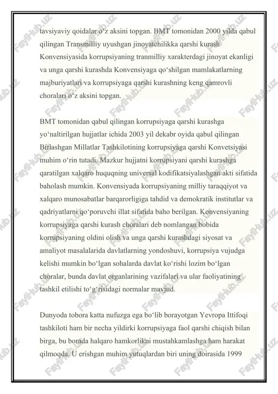 993 yilda tashkil etilgan bo‘lib, shtab-kvartirasi berlinda joylashgan. tashkilotning asoschisi va raisi sobiq jahon banki rahbariyatda faoliyat ko‘rsatgan peter aygen hisoblanadi. peter aygenning ilgari bunday yirik moliyaviy tashkilotda faoliyat yuritgani transperensi interneyshnlning dunyodagi mamlakatlarning korrupsiyalashganligi darajasini aniqlashda va korrupsiya fenomeniga qarshi chiqishiga o‘ziga xos turtki bo‘lgan deyish mumkin. transperensi interneyshnl tashkiloti ko‘pchilik tadqiqotchilar va xalqaro tashkilotlar rahbarlarining fikricha korrupsiya sohasida ancha obro‘li ekspert takshilot sanaladi. tashkilot bir necha yildirki dunyodagi mamlakatlarning korrupsiyalashganligini monitoring qilib boradi. monitoring natijalariga ko‘ra transperensi interneyshnl har yili korrupsiya indeksi deb nomlangan mamlakatlarning korrupsiyalashganligi darajasini aks ettiruvchi o‘ziga xos reytingni nashr etadi. bundan tashqari transperensi interneyshnl korrupsiyaga qarshi kurash jabhasidagi ilg‘or tajribalarni keng yoyish bilan ham shug‘ullanadi. ko‘pchilik ekspertlarning tan olishicha, ushbu tashkilot tomonidan e’lon qilinayotgan korrupsiya indeksi u yoki bu jamiyatning qanchalik «ifloslanganligini» aks ettiradi. tashkilot biror bir mamlakatning korrupsiya indeksini aniqlash uchun, avvalo mamlakatdagi korrupsiyalashganlik haqida keng va ishonchli ma’lumotlar to‘playdi. ma’lumotlar bir necha …