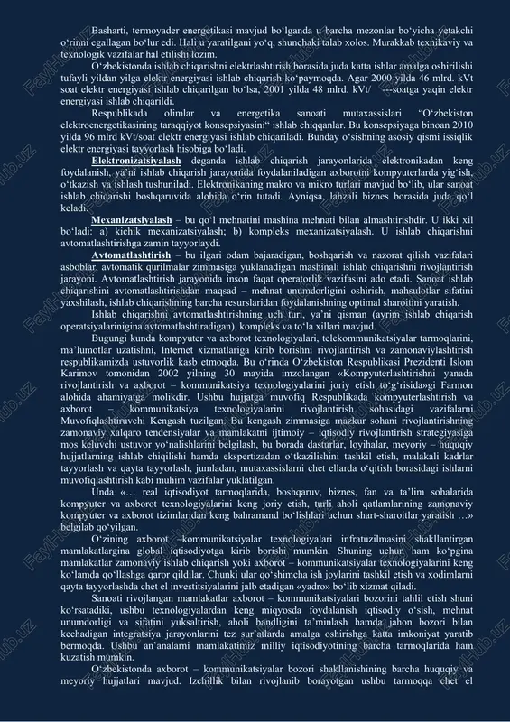 atib beradi. venchur – kichik biznesning bir turi. uning mohiyati ilmiy-muhandislik ishlari, yangi texnika, texnologiya, tovar namunalarini yaratish, ishlab chiqarishni boshqarish, tijorat ishini tashkil etish usullarini ishlab chiqish va amaliyotga joriy etish, yirik firmalar va davlat ijara kontrakti buyurtmalarini bajarishdan iborat. bu ishlar bilan “venchur korxonalar“ shug‘ullanadi. ular tarkibida tijoratda vositachi bo‘lgan korxonalar ham bo‘ladi. venchur korxonalar texnikaning yangi yo‘nalishlarida ish ko‘rib, fan-texnika taraqqiyotiga katta hissa qo‘shadilar. ular venchur moliyalashtirishda ham faol qatnashadilar va moliyaviy mablag‘ to‘plab, uni ishga soladilar. injinering (injinerlik – maslahat xizmatlari) – tijoratchilik qoidalariga asoslangan injinerlik – maslahat xizmatlari; ishlab chiqarishni ta’minlash, mahsulot sotishni uyushtirish, ishlab chiqarish obyektlarini qurib, ishga tushirish yuzasidan maslahat berish. bu ish bilan injinering firmalari shug‘ullanadi, ular mustaqil firma sifatida bir vaqtning o‘zida bir necha mijozlarga xizmat qiladi. eksport injinering firmalari boshqa mamlakatlarga xizmat ko‘rsatadi. ular chet eldagi ilmiy g‘oyalar va texnik ishlanmalar bozorida litsenziya sotadi, texnik yangiliklarni xorijda joriy etadi. injinering …