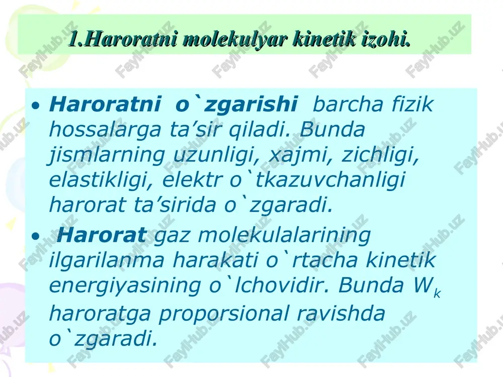 h/kt n =n0e -mgh/kt yoki ep= mgh dan n=n0· e -ep/kt molekulalarni potensial energiya qiymatlari bo`yicha taqsimlanishini ko`rsatuvchi bu ifoda bolsman taqsimoti deb yuritiladi. teb ayl i i i i i + + = lg rt i u × = 2 0 rt i m u × × = 2 m t n r i kt i u a i × × = = 2 2 m m j rt rt kv 73 , 1 3 » = m m j rt rt e 41 , 1 2 » = m pm j rt rt 60 , 1 8 » = -