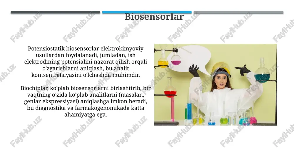 ktrokimyoviy yo'nalishli dori yetkazib berish elektrokimyoviy yo'nalishli dori yetkazib berishda iontoforez usuli terining qarshiligini kamaytirib, 0.5 ma/cm² tok zichligida dori moddasini mahalliy yetkazib berishni ta'minlaydi. redoks reaksiyalari orqali faollashtirilgan dorilar, misol uchun, platina (iv) komplekslari, saraton hujayralariga yetib borgach, platina (ii) ga aylanadi va terapevtik ta'sir ko'rsatadi. elektrokimyoning asoslari nernst tenglamasi eritmadagi ionlarning konsentratsiyasi va elektrod potensiali o'rtasidagi bog'liqlikni aniqlaydi, bu esa qondagi 3.5-5.0 mmol/l kaliy o'lchovlarida qo'llaniladi. elektrokimyo asoslari ionlarning harakatini o'rganadi, bu esa hujayra membranalaridagi 70 mv potensial farqini tushunish uchun muhim, bu asab impulslarining asosidir. neyrostimulyatsiya transkranial magnit stimulyatsiya (tms) depressiyani davolash uchun ishlatilishi mumkin, miya faoliyatini o'zgartirish va simptomlarni taxminan 20-40% ga yaxshilash uchun 1-2 tesla magnit maydonini ishlatadi. neyrostimulyatsiya miya, orqa miya yoki periferik nervlarni elektr impulslari orqali modullash uchun ishlatiladi, og'riqni kamaytirishga va motor funktsiyasini tiklashga yordam beradi. muammolar va kelajak yo'nalishlari tanadagi elektrokimyoviy jarayonlarni aniq kuzatish uchun invaziv bo'lmagan monitoring texnologiyalarini ishlab chiqish …