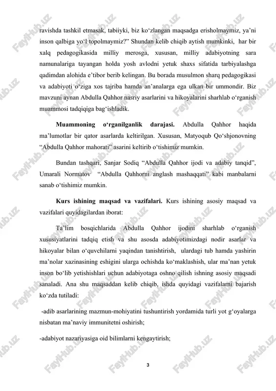 ’naviy immunitetni oshirish; -adabiyot nazariyasiga oid bilimlarni kengaytirish; -a. qahhor hikoyalarining ham botiniy, ham zohiriy ma’nolarini anglash uchun ma’naviy zamin hozirlash. kurs ishining ilmiy-amaliy ahamiyati. mazkur kurs ishidan maktab, litsey, kollej o‘qituvchilari bemalol foydalanishlari mumkin. kurs ishining obyekti. bu mazkur kurs ishini yozishda matyoqub qo‘shjonovning “abdulla qahhor mahorati” hamda umarali normatovning “mahorat sirlari” kabi asarlaridan foydalanildi. kurs ishining obyekti va metodi. ishning tadqiq obyekti sifatida abdulla qahhorning ta’limning turli bosqichlarida o‘rganiladigan asar va hikoyalari tanlandi. kurs ishining metodologik asosi va metodlari. kurs ishining metodologik asosini dialektik falsafaning shakl va mazmun birligi, umumiylik va xususiylik haqidagi qonuniyatlari, o‘zbekiston respublikasi prezidenti i.a.karimovning ta’lim tizimiga doir ko‘rsatmalari, respublikamizning "davlat tili haqidagi qonuni", "davlat ta’limi standartlari", "kadrlar tayyorlash milliy dasturi" kabi davlat hujjatlari tashkil etadi. ishni yozishda mavzu bo‘yicha muhim manbalardagi nazariy qarashlarga suyanildi. kurs ishining tuzilishi va hajmi. ish kirish, ikki bob, xulosa va foydalanilgan adabiyotlar ro‘yxatidan iborat. i bob abdulla qahhor-mohir hikoyanavis …