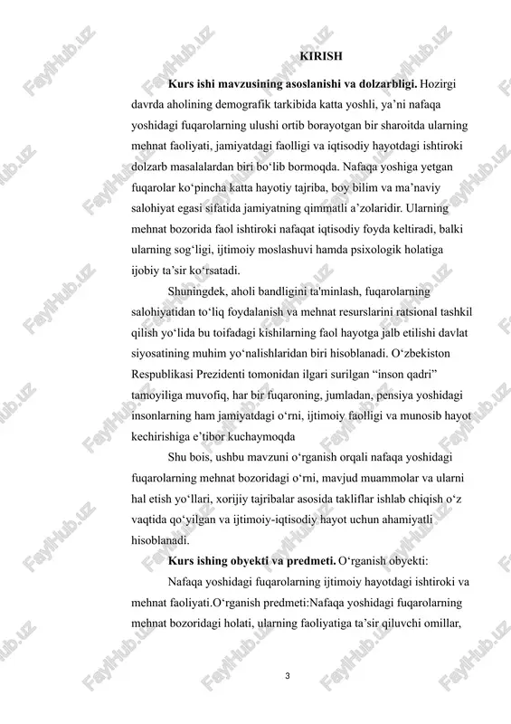 miyatdagi o‘rni, aqliy va ma’naviy salohiyati, mehnatga munosabati haqida chuqur fikr yuritganlar. ularning qarashlari bugungi kunda ham, ayniqsa, nafaqa yoshidagi fuqarolarning ijtimoiy hayotda faol ishtiroki masalasini yoritishda dolzarbligini saqlab qolmoqda. sokrat insonning ongli yashashiga katta e’tibor bergan. unga ko‘ra, haqiqiy baxt va mazmunli hayot doimiy aqliy mehnat va jamiyatga foydali bo‘lish orqali amalga oshadi. nafaqa yoshidagi insonlar ham, sokrat ta’kidlashicha, tajriba va donishmandlik orqali yosh avlodni tarbiyalashda faol ishtirok etishi kerak. ular mehnat orqali nafaqat jismoniy, balki ma’naviy barqarorlikka erishadilar. platonning "davlat" asarida har bir insonning jamiyatdagi vazifasi, yoshi va salohiyatiga qarab belgilanadi. u keksalarni "donolar sinfi"ga mansub deb biladi. ular siyosat, tarbiya va maslahat berish ishlarida faol bo‘lishi kerak, deb hisoblaydi. nafaqa yoshidagi fuqarolarning mehnati – bu ularning tajribasi, donishmandligi va axloqiy yetukligidan foydalanishdir. aristotel mehnatni insoniy kamolotga eltuvchi vosita sifatida ko‘radi. u "nikomax axloqi" asarida faol hayot tarzini eng oliy fazilat deb hisoblaydi. nafaqa yoshidagi insonlar uchun esa …