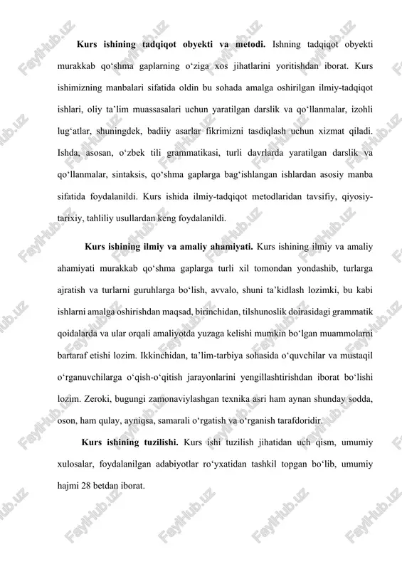misilsiz zo’r bunyodkorlik deb maqtaydi va uni olqishlaydi. hozirgi o‘zbek adabiy tili ii qismi ya’ni sintaksis bo‘limida bunday gaplar murakkab period gap deb ta’rif berilgan. fikrni to‘liq ifodalamoq uchun tarkibi murakkab konstruksiyalar qo‘llanadi. tarkibi murakkab konstruktsiyalar bog‘langan va ergash gapli qo‘shma gaplarni, bog‘lovchisiz qo‘shma gaplarni o‘z ichiga oladi. odatda, bu xil gaplarning qismlari darak gap shaklida boʼladi. murakkab periodning qo‘llanishi asosan yozma adabiyotga xos bo‘lib, voqea, hodisa, period matnlarni keng xarakterlash, tasvirlash uchun ishlatiladi. murakkab sostavli gaplarda maʼlum bir mazmun munosabati ifodalangani, intonatsion tugallik bo‘lgani uchun, bu xil konstruksiyalar o‘ziga xos sifatga ega bo‘ladi va ular period deb nomlanadi. ammo periodni faqat sostavi : bir murakkab qo‘shma gap konstruksiyalari bilan chegaralab bo‘lmaydi, sostavi uncha murakkab bo‘lmagan qo‘shma gaplarda , (masalan, bir necha ergash gapli qo‘shma gaplarda) va shuningdek, tarkibi murakkab sodda gaplarda (masalan, tarkibida/ uyushiq, ajratilgan bo‘laklari bo‘lgan gap konstruktsiyalarda) ham maʼlum fikr va intonatsiya tugalligi bo‘lishi mumkin. period tuzilishi, …