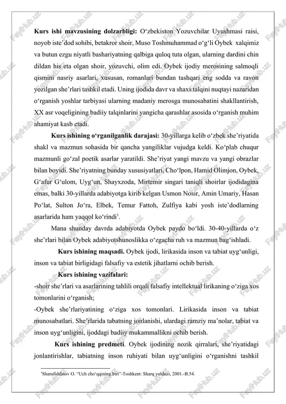 aqsadda mustaqillikning dastlabki kunlaridan boshlab yurtimizda amalga oshirilayotgan keng koʻlamli ishlarning amaliy natijasi oʻlaroq, adabiyot va san’at, madaniyat, matbuot sohasi mafkuraviy tazyiqdan butunlay xalos boʻlganini qayd etish joiz. har qanday ijod namunasi, badiiy asar sinfiy boʻlishi va qandaydir gʻoyaga, kommunistik mafkura manfaatlariga xizmat qilishi kerak, degan qarashlar bugun oʻtmishga aylandi. erkin ijod uchun milliy qadriyatlarimiz va boy ma’naviyatimizni, xalqimiz tarixini, uning bugungi sermazmun hayotini toʻlaqonli va haqqoniy aks ettirish uchun zarur sharoitlar yaratildi”[footnoteref:2], -deb ta’kidlagan edi. [2: islom karimov. yuksak ma’naviyat-yengilmas kuch ,-toshkent: sharq yulduzi, 2008. -b. 76.] adabiyot shakllana boshlashi bilan ma’naviyat tushunchasiga ham alohida e’tobor qaratildi. “ma’naviyat–bu, avvalo, insonlar oʻrtasida oʻzaro ishonch, hurmat, e’tibor, xalq va davlat kelajagini birgalikda qurish yoʻlidagi ezgu intilishlar, ibratli fazilatlardir. bir soʻz bilan aytganda, ma’naviyat–jamiyatdagi barcha siyosiy-ijtimoiy munosabatlarning mazmuni va sifatini belgilaydigan poydevordir. bu poydevorni qurishda biz, avvalo, milliy adabiyotimizga suyanamiz, tayanamiz”[footnoteref:3]. [3: shavkat mirziyoyev. insonparvarlik, ezgulik va bunyodkorlik-milliy gʻoyamizning poydevoridir.-toshkent: tasvir, 2021. …