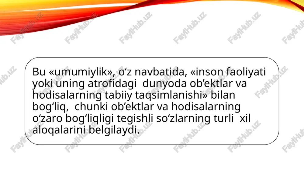 gan so‘zlar kiradi: umumiy, sinonimik, antonimik va boshqalar.» ... bizning fikrimizcha, nuqtai nazar adolatli bo‘lib, unga ko‘ra «har bir lsgda integrasiyalash xususiyati doimo bitta, farqlovchi xususiyat ko‘pdir». l.vaysgerber o‘z nazariyasida «lingvistik soha» va «leksik-semantik guruh» tushunchalarini bir-biridan farq qilmasligini ta’kidlaganiga qaramasdan, ayni paytda leksik-semantik guruh tilning semantik tizimi bilan tuzilish va funksional jihatdan bir xil ekanligini, tematik guruh esa aniqlanishini aniqlandi. g.v. sudakovning yozishicha, «leksik-semantik guruhga nutqning bir qismi bilan bog‘liq bo‘lgan bir yoki bir nechta ma’nodagi, umumiy kategorik, valentlik, ba’zan esa ma’lum mantiqiy-semantik va semantik munosabatlarda bo‘lgan hosila xususiyatlariga ega bo‘lgan so‘zlar kiradi: umumiy, sinonimik, antonimik va boshqalar.» ... bizning fikrimizcha, nuqtai nazar adolatli bo‘lib, unga ko‘ra «har bir lsgda integrasiyalash xususiyati doimo bitta, farqlovchi xususiyat ko‘pdir». bundan tashqari, yu.a. belchikovganing fikricha, «so‘zlarning leksik- semantik guruhlarga birlashishi ob’ektiv-tarixiy xususiyatga ega» va bu «so‘zlarda til birliklari sifatida voqelik hodisalari aks ettiriladi, ularning o‘zaro bog‘liqligi va o‘zaro bog‘liqligi. o‘z navbatida bu …