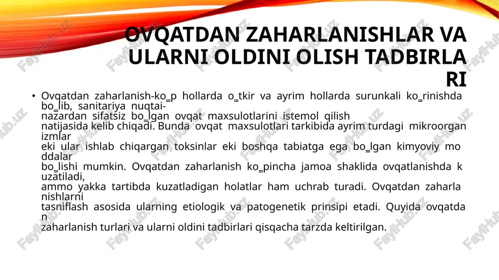 y ovqatlanish korxonalarini loyihalash, qurish va ishga tushirishni profilaktik sanitariya nazoratiga olish, yangi sanoat tovarlarining vaqtincha texnika shartlari va davlat andozasiga mos ishlab chiqishda qatnashish o.g.ning amaliy vazifalaridir. davolovchi (shifobaxsh) parhezlar (parhez stollari) hozirgacha turli kasallikli bemorlarda va ularning turlicha kechishida bemorlarga tibbiy ovqatlanishini individuallashtirish maqsadida rossiya oziqlanish institutida asos solingan yagona raqamli dietalar yoki 0- 15-raqamli parhez stollar ishlatib kelinmoqda. har bir parhezning individual belgisi mavjud, va uquyidagi ko’rsatkichlarni aks ettiradi: 1) tayinlash uchun ko’rsatma; 2) tayinlashning maqsadi; 3) umumiy tavsif; 4) kimyoviy tarkibi va kalorik qiymati; 5) ovqatlanish rejimi; 6) ruxsat etilgan va taqiqlangan tartibida tuzilgan maxsulotlar va oziqovqatro’yxati - oqsillar, yog’lar, uglevodlar, ziravorlar va ichimliklar o’z ichiga olgan maxsulotlar. terapevtik dietalar asosiy nozologik shakllarga (kasalliklarga) ko’ra farqlanadi. 15- parxez stoli 15- (umumiy stol) ko’rsatmalar: parhez taomlardan odatiy ovqatlanishga o’tish jarayoni, mazkur parhez ni oshqozon ichak xastaliklariga chalinmagan bemorlarga tavsiya etiladi parhez maqsadlari; kasalxona sharoitida to’laqonli taomlanishni taminlash …
