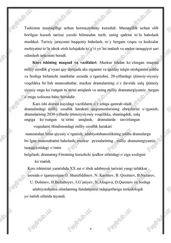 nov va boshqa adabiyotshunos olimlarning fundamental tadqiqotlariga metodologik yo`nalish sifatida tayandi. 4 i bob xx asr boshidagi tarixiy sharoit va milliy uyg’onish 1.1. milliy uyg’onish harakatining vujudga kelishi turkistonda milliy uyg’onish yoki jadidchilik harakatining vujudga kelishi va shakllanish tarixi xolisona o`rganila boshlanganiga qariyb yigirma yil bo`ldi. shu davr mobaynida jadidchilik harakati va jadid adabiyoti bo`yicha talaygina ishlar amalga oshirildi. jadidchilikka bo`lgan qiziqishning tobora o`sayotganligi va mazkur mamlakatlardagi olimlarning ham faol shug’ullanayotganligi sababli turkiston xalqlari tarixining bu murakkab davri bir qadar ravshanlashdi. biroq xuddi shu hol ko`plab tadqiqotchilarining jadidchilik tarixi bilan mashg’ul bo`layotganliklari tufayli bu tarixning ayrim masalalari yuzasidan bir-biriga zid qarashlar va birbirini inkor etuvchi fikrlarning paydo bo`lgani ham sir emas. turkistonda jadidchilik harakatining boshlanishi masalasida yaqin vaqtlarga qadar tarixchi va adabiyotshunos olimlar davrasida yakdillik bo`lgan. ular jadidchilikning xx asr boshlarida rossiya, turkiya va eronda ro`y bergan inqilobiy harakatlar ta`sirida, shuningdek, mustamlaka turkiston aholisini uyg’otish maqsadida maydonga kelganligi haqida mushtarak …