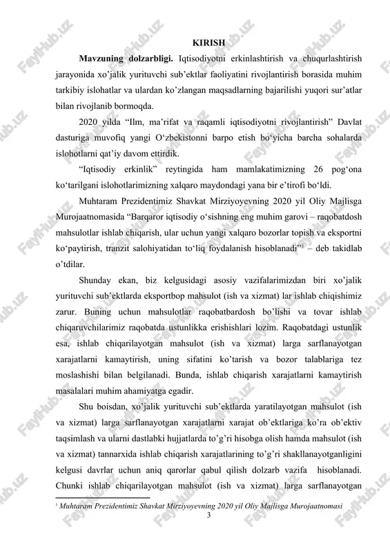 b chiqarish bilan bog’liq xarajatlarning jami summasini ishlab chiqarilgan mahsulot soniga taqsimlasak, ishlab chiqarilgan bir birlik mahsulotning tannarxini topamiz. tannarx ko’rsatkichi korxona faoliyatida muhim sifat ko’rsatkichlaridan biri hisoblanadi. u qancha, past bo’lsa, ishlab chiqarish rentabelligi shuncha yuqori bo’ladi. tannarxga korxonaning hamma xarajatlari qo’shilmaydi, ba’zi xarajatlari boshqa manbalar hisobidan qoplanadi. masalan, foyda hisobidan davr xarajatlari qoplanadi. mahsulot ishlab chiqarish xarajatlari xarajat kalkulyatsiya moddalari bo’yicha ishlab chiqarish turlari, xarajatlarning vujudga kelish joylari, mahsulot turlari bo’yicha buxgalteriya hisobida aks ettiriladi. xarajatlarni hisobga olish hamda mahsulot tannarxini kalkulyatsiya qilishdan asosiy maqsad ishlab chiqarish va sotish bilan bog’liq xarajatlarni o’z vaqtida, to’laligicha va haqqoniy aniqlash, shu bilan birga ayrim mahsulotlarning haqiqiy tannarxini hisoblash hamda korxona resurslari va pul mablag’lari ishlatilishi ustidan nazoratni o’rnatishdan iborat. mustaqillik yillarida mamlakatimizda buxgalteriya hisobi islohoti amalga oshirilishi eng asosiy masalalar bo’yicha o’zgarishlar bo’lishiga olib keldi. avval 1995 yilda keyinchalik 1999 yilda "mahsulot (ishlar, xizmatlar)ni ishlab chiqarish va sotish xarajatlari tarkibi …