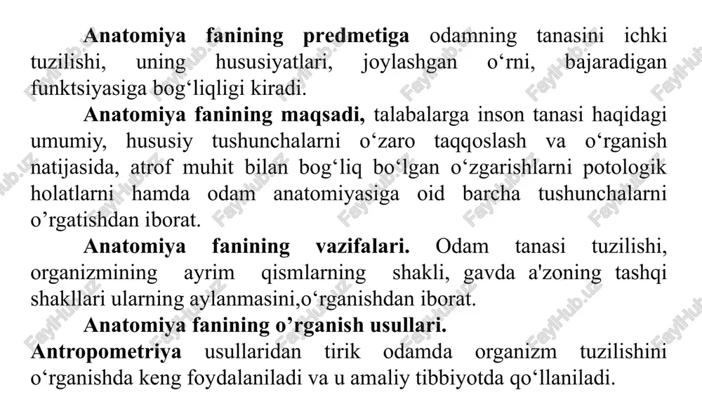 . uning yozib qoldirgan 72 ta asaridan 2000 yil mobaynida tibbiyotda foydalanilgan. shu bilan birga uning anatomiya haqidagi ta‘limotlarida xatoliklar ham uchrab turadi. u nervlarni paylardan ajrata olmagan, arteriyalarda havo oqadi (aer-havo, terio-oqadi) degan. aristotel (arastu) (eramizdan oldingi 384-322 yillarda yashagan). yunon haqoni iskandar zulqarnayni tarbiyachisi bo‘lgan. u gippokratning qon tomirlar bosh miyadan boshlanib tanaga tarqaladi degan fikriga qarshi chiqib, qon tomirlar yurakdan boshlanishini aytib beradi. shuningdek arastu paylarni nervlardan, suyakni tog‘aydan ajratgan va aortani birinchi marta aniqlagan. misrni yunonlar bosib olganidan keyin nil daryosi bo‘yida iskandariya (aleksandriya) shahri barpo etiladi. bu shaharda 700000 kitobga ega bo‘lgan kutubxona barpo etilib, bu erdan ilm fan dunyo bo‘ylab tarqaladi. tibbiyot va biologiya fanlari ravnoq topa boshlaydi. aleksandriya davri olimlaridan gerofil va erazistrat anatomiya fanini rivojlanishiga ma‘lum bir hissa qo‘shganlar. gerofil (eramizdan oldingi 304 yilda tug‘ilgan). ptolomey ii ni saroy shifokori bo‘lganligi uchun bemorlarni nima sababdan o‘lganligini bilish uchun murdalarni kesib o‘rgangan. anatomiya …
