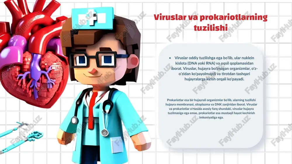 xnologiyalar o'rtasidagi bog'liqlik tibbiyotda katta ahamiyatga ega. optik texnologiyalar, masalan, mikroskopiya va optik tasvirlash usullari, hujayralarni va mikroorganizmlarni aniqlashda muhim rol o'ynaydi. ushbu usullar viruslar va prokariotlarni tahlil qilishda qo'llanilib, ularning tuzilishi va funksiyalarini o'rganishga yordam beradi. yangi imkoniyatlar va rivojlanish istiqbollari optik texnologiyalar orqali kengaymoqda. nanotexnologiyalar va yuqori aniqlikdagi tasvirlash usullari, xususan, sog'liqni saqlash sohasida yangi diagnostik imkoniyatlar yaratmoqda. bu texnologiyalar yordamida viruslar va prokariotlar bilan bog'liq kasalliklarni erta bosqichda aniqlash mumkin bo'ladi. optik texnologiyalarning imkoniyatlari optik texnologiyalar tibbiyotda diagnostika, davolash va izlanishlarda muhim rol o'ynaydi. ular viruslar va prokariotlarni aniqlash va ularning davolanishida samarali usullarni taqdim etadi. optik texnologiyalar diagnostikada yuqori aniqlik bilan kasalliklarni aniqlash imkonini beradi. masalan, endoskopiya va ultratovush tekshiruvi keng qo'llaniladi. davolash sohasida lazer terapiyasi va fotodinamik terapiya kabi usullar keng tarqalgan. bu usullar, masalan, tumorlarda sezilarli samaralar ko'rsatadi. izlanishlarda optik texnologiyalar viruslar va prokariotlar ustida yangi tadqiqotlarni amalga oshirishda yordam beradi. yaqinda qo'llanilayotgan innovatsiyalar …
