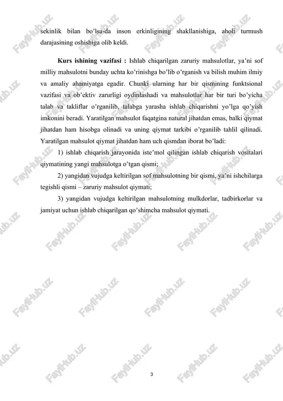 yakunlarini tavsiflaydigan koʻrsatkichlardan biri; yalpi milliy mahsulotdan tarkibiga tegishli davrda isteʼmol etilgan asosiy kapital qiymati kiritilmagani bilan farq qiladi. sof milliy mahsulot. qiymati milliy hisoblar tizimi asosida hisoblab chiqiladi. nazariy jihatdan olganda sof milliy mahsulotm xoʻjalik faoliyati natijalarini yalpi ichki mahsulot va yammga qaraganda aniqroq hisoblash imkonini beradi, chunki u tegishli davrda yaratilgan qiymatni hisobga oladi. lekin amaliyotda sof milliy mahsulotm. hisobkitoblaridan yammga qaraganda kamroqfoydalaniladi, bu esa isteʼmol etilgan kapital qiymatini aniq hisoblashning murakkabligi bilan bogʻliq. sof milliy maxsulot - milliy ho‘jalikda bir yil davomida vujudga keltirilgan pirovard maxsulot va hizmatlar bozor qiymatidan iborat bo‘ladi. demak, yamm milliy iqtisodiyotda yil davomida ishlab chiqarilgan barcha pirovard maxsulot (hizmatlar) ning bozor qiymati. biz bilamizki, joriy yilda ishlab chiqilgan barcha maxsulotlar sotilmasligi mumkin, ularning bir qismi zahiralarni to‘ldiradi. ya`ni yamm hajmini hisoblab topishda zaxiralarning xar qanday o‘sish hisobga olinishi zarur, chunki yamm erdamida joriy yildagi barcha maxsulotlar (sotilgan va sotilmagan) hisobga olinadi. milliy …