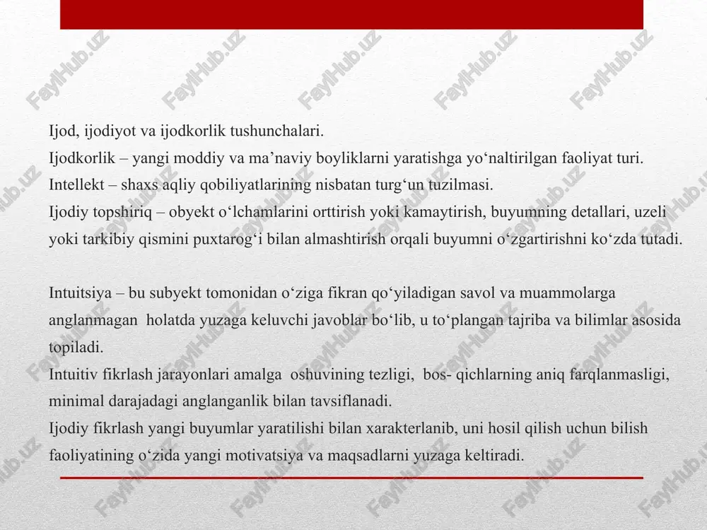 kkita tayanch panjalarga o‘rnatiladi. staninaga oldingi va ketingi babka hamda tutqichli g‘aladon joylashgan. ishchi mexanizmlar himoya ekrani bilan o‘ralgan qirqish zonasini (ish maydonini) hosil qiladi. 31-rasm. std–120 tokarlik stanogining tuzilishi: 1 – asos; 2 – elektr dvigateli; 3 – stanina; 4 – tasmali uzatmaning to‘sig‘i; 5 – magnitli ishga tushirgich; 6 – alohida yoritkich; 7 – oldingi babka; 8 – planshaybali shpindel; 9 – tirgak; 10 – ketingi babka; 11 – shaffof himoya ekrani. yog‘ochga ishlov beradigan tokarlik stanoklarida yo‘nish, qirqish ishlari maxsus tokarlik iskanalari yordamida bajariladi (35-rasm). duradgorlik ishlarida turli stanoklardan foydalaniladi. shuning uchun quyidagi xavfsizlik texnikasi qoidalarini bilish va ularga amal qilish shart: yorug‘lik ish o‘rniga o‘ng tomondan tushishi, ish o‘rnida tabiiy yorug‘lik yetarlicha bo‘lishi kerak. materiallarni stanok staninasiga, mexanizm yoki to‘siqlar ustiga qo‘ymaslik talab etiladi. pardozlash materiallarining turlari va tarkibiy qismlari duradgorlik buyumlarining sifatini yaxshilash, chiroyli, mustahkam, nam, yorug‘lik, havo ta’siriga chidamli qilish hamda xizmat ko‘rsatish muddatini …