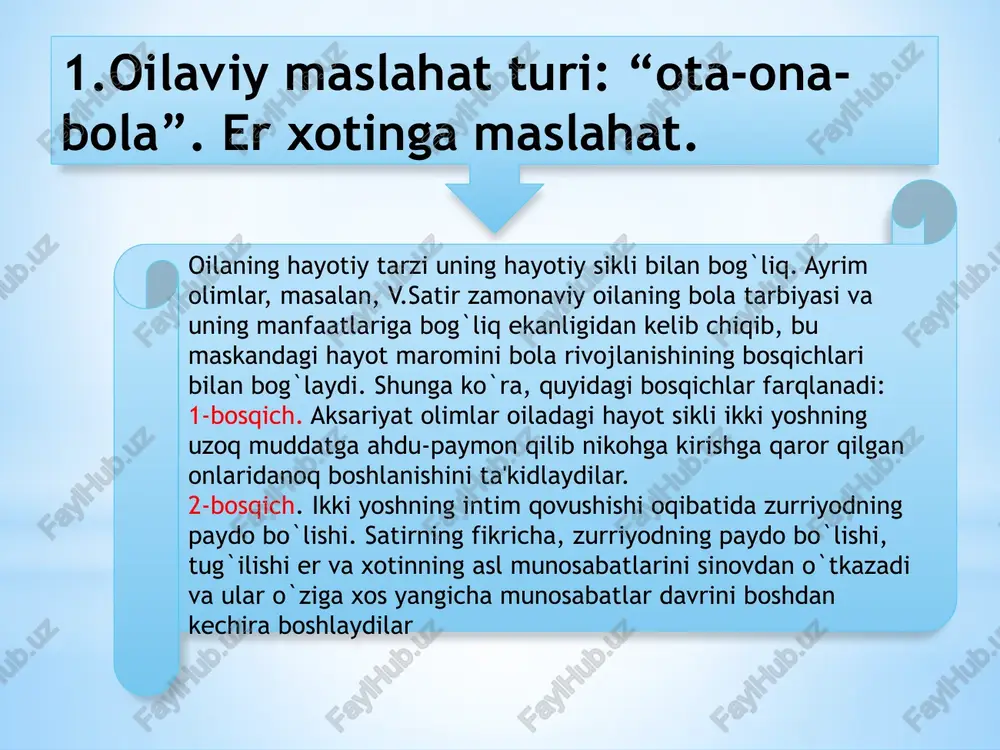 larga beriluvchanlik va uning oqibatlari – ijtimoiy xatti-harakat me'yorlari; oilaviy munosabatlar. faoliyat ham stressning oldini olish vositasi sifatida muallif tomonidan ikki yo`nalishda bo`lishi mumkinligi qayd etiladi. masalan, birinchisi – ishga mukkadan ketish orqali stressni yechish bo`lsa, ikkinchisi – u yoki bu sohadagi yutuqlar va qo`lga kiritilgan natijalar orqali o`zini-o`zi tinchlantirish, tangliklardan “qochish”ni anglatadi. muloqot yoki bevosita muomala shaklida odam ko`proq turli suhbatdoshlarni topib, ular bilan kirishib ketish orqali yoki, aksincha, o`zini yolg`izlikka mahkum etish orqali stressni engillatish usuli bo`lsa, oxirgi yo`l – xayolga berilish, ya'ni, real harakatlarni ramziy taassurotdagi obrazlar bilan almashtirish hisobiga tangliklardan uzoqlashishdir. pezeshkian bevosita hissiy-emotsional normalarga sevgi-muhabbatni, ishonch, umid, sabr-qanoat, o`zgalarga e'tiborli bo`lish, o`zgalar bilan yaqin samimiy munosabatlarga kirisha olish, e'tiqodlilik, diniy hissiyotlarni kiritadi. bunday hissiyotlar odatda ota-onasi, yaqinlari, aka, opalar, uka-singillar bilan o`zini identifikatsiya qilish, o`zini ular bilan solishtirish, o`xshashlikka intilish jarayonida shakllanadi. . pezeshkian, ayni emotsional sohalarda er-xotin o`zaro munosabatlarining o`xshamasligini er-xotin nizolarida asosiy nizo …