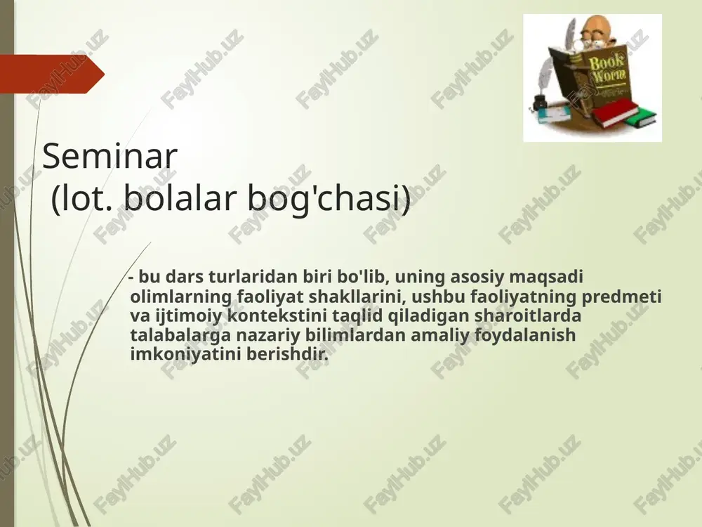 i kerak; ma’ruza va qo‘shma ma’ruzalar bo‘yicha bahs – tahliliy chiqishlar. boshqa hisobotlar bilan taqdimotlar. xulosa qilish. munozaraga pedagogik rahbarlik qilish uchun o'qituvchi quyidagi ko'rsatmalarni foydali deb topishi mumkin: muhokama mavzusi bo'lishi kerak bo'lgan masalani yoki qator masalalarni aniq belgilang. talabalar bilan birgalikda "o'yin qoidalari" ni, ya'ni muhokama qilish qoidalarini aniqlang. taqdimotchi sifatida: a) o'z nuqtai nazaringizni talabalarga yuklamang; b) mohirona berilgan savollar orqali munozarani o'zingiz xohlagan yo'nalishda olib boring; muammoning biron bir jihatiga «qo'nishiga» yo'l qo'ymaslik ; d) o'quvchilarni bosqichma-bosqich xulosalar va umumlashtirishlarni rag'batlantirish. muhokama oxirida xulosa, umumiy xulosa qiling, munozara qanday o'tgani va kim qanday bahoga loyiqligi haqida o'z qimmatli fikrlaringizni shakllantiring. munozaralar paytida, ayniqsa, yoshlar o'rtasida o'qituvchilar tomonidan ko'pincha quyidagi kamchiliklar kuzatiladi: muayyan masalalarni muhokama qilish uchun vaqt har doim ham oqilona foydalanilmaydi; o'qituvchi o'z mulohazalarida yoki juda qat'iydir yoki uning nuqtai nazari o'quvchilar uchun tushunarsiz bo'lib qoladi; o'qituvchi o'quvchilarning o'zlari buni qilish imkoniyatini bermasdan, umumlashtirish va …