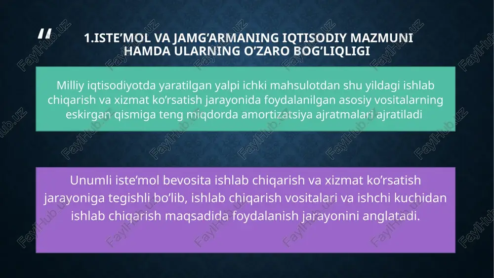 arish sohasining asosiy kapitallarini va aylanma manbalarini kengaytirishga ketadigan qismi chiqrish sohasidagi jamg’arish summasini hosil qiladi.ishlab chiqarish sohasidagi jamg’arish iqtisodiy o’sishining muhim omilidir. 3.invistitsiyalar va uning darajasini belgilovchi omillar real investitsiya pul mablag’lariga sotib olish mumkin bo’lgan investitsion resurslar investitsiyalar- asosiy va aylanma kapitalini qayta tiklash va ko’paytirishga, ishlab chiqarish quvvatlarini kengaytirishga qilingan sarflarning pul shaklidagi ko’rinishidir nominal investitsiya pul mablag’alari ko’rinishdagi investitsiya investitsiyalarni ro’yobga chiqrish bo’yicha amaliy harakatlar – investitsiyon faoliyat investitsiyalarni amalga oshirovchi shaxs investor deyiladi. invesititsiya faoliyati quyidagi manbalar hisobiga amalga oshirilishi mumkin 1 investorlarning o’z moliyaviy resurslari (foyda amortizatsiya ajratmalari pul jamg’armalari va x.k) 2 qarz olingan moliyaviy mablag’lar (obligatsiya zayomlari, bank kreditlari); 3 jalb qilingan moliyaviy mablag’lar (aksiyalarni sotishdan olingan mablag’lar , jismoniy va huquqiy shaxslarning pay va boshqa to’lovlari) 4 davlat budjeti mablag’lari 5 chet elliklar mablag’lari asosiy capital investitsiyalar va ularning moliyalashtirish manbalari bo’yicha tarkibi (foizi) investitisiyalar darajasiga quyidagi omillar ham tasir ko’rsatadi …