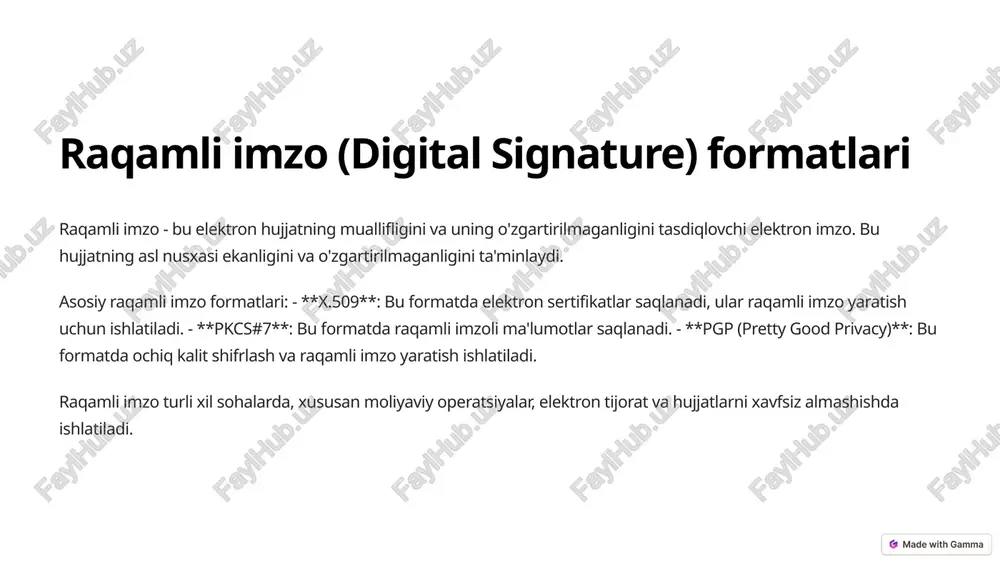 g (portable network graphics)**: bu formatda tasvirlarni saqlash mumkin, u jpeg formatiga qaraganda sifatli tasvirlarni saqlashga imkon beradi. - **gif (graphics interchange format)**: bu formatda animatsion tasvirlarni saqlash mumkin. - **bmp (bitmap)**: bu formatda windows operatsion tizimida ishlatiladigan tasvirlarni saqlash mumkin. - **tiff (tagged image file format)**: bu formatda yuqori sifatli tasvirlarni saqlash mumkin. - **raw**: bu formatda raqamli kameralar tomonidan olingan tasvirlarni saqlash mumkin, u post-ishlov berish uchun qo'shimcha moslashuvchanlik beradi. 6 vektor grafika formatlari vektor grafika formatlari geometrik shakllar va yo'llarni ishlatib, tasvirlarni yaratish uchun ishlatiladi. ushbu formatlar logotiplar, illyustratsiyalar va chizmalarni saqlash uchun ishlatiladi. vektor grafika formatlarining afzalligi shundaki, ular o'lchamni o'zgartirganda sifati pasaymaydi. asosiy vektor grafika formatlari: - **svg (scalable vector graphics)**: bu formatda veb-saytlar va boshqa elektron hujjatlar uchun vektorli grafika yaratish mumkin. - **eps (encapsulated postscript)**: bu formatda chop etish uchun vektorli grafika yaratish mumkin. - **ai (adobe illustrator)**: bu formatda adobe illustrator dasturida …