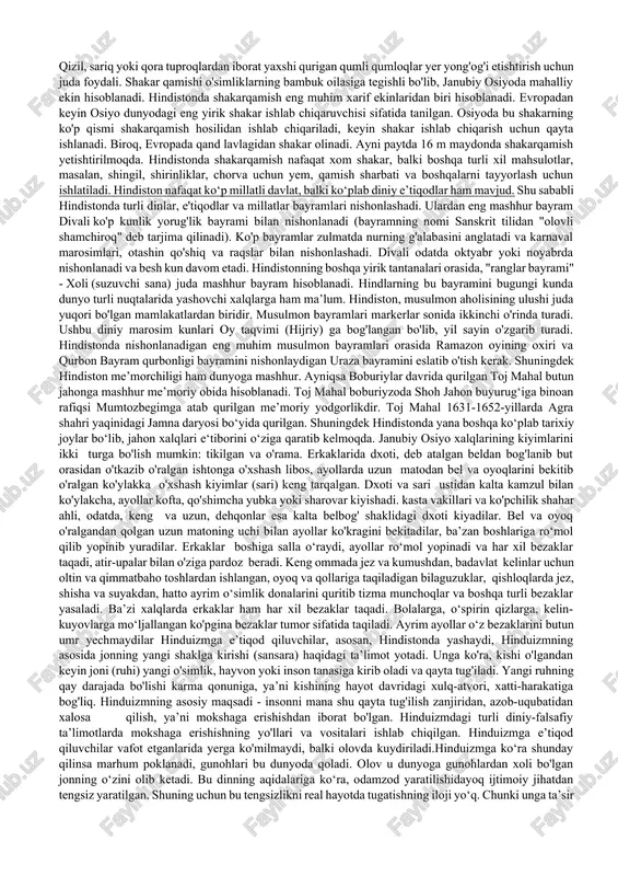 i-g'arbiy musson mavsumi boshlanganda ekiladi. hindistonda yetishtiriladigan asosiy xarif ekinlari orasida tariq (bajra va jovar), paddy (guruch), paxta, shakarqamish, soya loviya, zerdeçal, makkajo'xori, oy (puls), qizil qalampir, yer yong'og'i va boshqalar kiradi. rabi hosili hindistonning "bahorgi hosili" yoki qishki hosili sifatida tanilgan. ekinlar oktyabr oyining oxirlarida ekiladi va har yili mart va aprel oylarida yig'ib olinadi. hindistonda yetishtiriladigan mashhur rabi ekinlari bug'doy, kunjut, xantal, arpa, no'xat va boshqalardir. zaid ekinlari martdan iyungacha mamlakatning turli qismlarida kamdan-kam ekiladi. zayd ekinlarining eng yaxshi namunalari - mushkuz, tarvuz, qovoq oilasiga tegishli sabzavotlar, masalan, achchiq qovoq, guruch, qovoq va boshqalar. guruch xarif ekini sifatida tanilgan. ommaviy sholi yetishtirish mamlakatning umumiy ekin maydonlarining uchdan bir qismini egallaydi.yetishtirilgan guruch hindiston aholisining yarmidan ko'pini oziq-ovqat bilan ta'minlaydi va aholining asosiy oziq-ovqatini tashkil qiladi.. hosil hindistonning deyarli barcha markaziy shtatlarida yetishtiriladi. hindistondagi guruch yetishtiruvchi eng yirik uchta shtat g'arbiy bengaliya, uttar-pradesh va panjob hisoblanasdi. guruchni yig'ish hindistonda bayram …