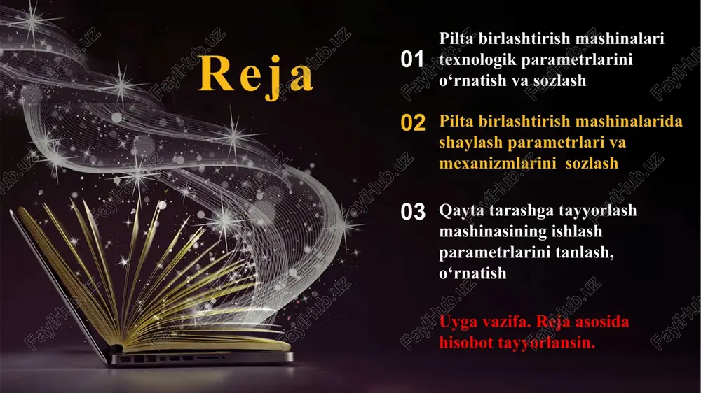 lar 5 va 7 yordamida stol 6 da bir birini ustiga joylanadi. ikkita yupqalashgan qatlam to‘rta yassilovchi vallar 8 dan o‘tadi, harakatlanayotgan piltalar qatlami zichlanadi va tekislanadi. hosil qilingan qatlamni g‘altak 11 ga o‘rovchi mexanizi riflyali 9 va silliq 10 yumalatuvchi barabanlardan tuzilgan bo‘lib, unda xolstcha 11 shakllanadi. mashina xolstchani o‘rashda g‘altakka ko‘rsatiladigan bosimni avtomatik rostlovchi tizim bilan jihozlanganligi tufayli bir xil strukturani ta’minlaydi. belgilangan uzunlikdagi xolstcha g‘altakka o‘ralgandan keyin uzish mexanizmi ishga tushadi, mashina to‘xtatiladi, tutkich disklar 12 ochiladi va ko‘tariladi, tayyor xolstcha 13 nov 14 ga yumalab tushadi. so‘ngra disklar tushiriladi, ular orasida bo‘sh g‘altak 15 avtomatik ravishda joylashtiriladi va yangi xolstchani o‘rash boshlanadi. bo‘sh g‘altaklar zahira maslamasiga joylashtiriladi. unilap e 32 mashinada xolstcha shakllantirish unilap mashinasida xolstchaning shakllanishi o‘zgaruvchan tezlikda amalga oshiriladi. xolstchaning diametri oshgan sari yumalatuvchi baraban tezligi kamayib boradi. o‘zgaruvchan tezlik mashina samaradorligini kamaytiradi, ammo bu sistemaning asosiy kamchiligi xolst shakllantirish va yumalatuvchi baraban zonasida …