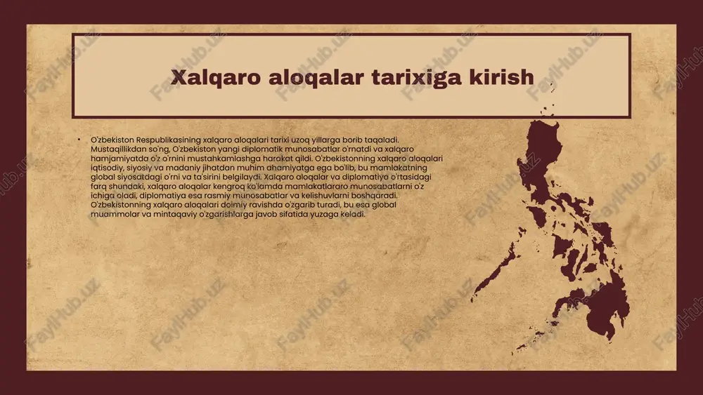 hamkorlikni kuchaytirish va xalqaro muammolarni hal qilishdagi roli kuchaymoqda. xalqaro aloqalarning zamonaviy tendensiyalari zamonaviy xalqaro aloqalar globalizatsiya jarayonlari orqali tez sur'atlar bilan rivojlanmoqda. o'zbekiston o'zining strategik joylashuvi va resurslari bilan global raqobat va hamkorlikdan qanday foydalanayotganini ko'rsatmoqda. xavf va imkoniyatlar zamonaviy aloqalarda muhim rol o'ynaydi. o'zbekiston, iqlim o'zgarishi va terrorizm kabi global muammolarni hal qilishda mintaqaviy hamkorlikni kuchaytirishga intilmoqda. o'zbekiston uchun yangi imkoniyatlar iqtisodiy hamkorlik va savdo aloqalarini kengaytirishda ko'rinadi. innovatsiyalar va texnologiyalarni joriy etish orqali mamlakat raqobatbardoshligini oshirishga harakat qilmoqda. xalqaro aloqalar va xavfsizlik xalqaro aloqalar va global xavfsizlik o'rtasidagi bog'liqlik muhim ahamiyatga ega. asosiy xavfsizlik muammolari va ularning xalqlararo aloqalarga ta'siri: - terrorizmning global xavfi. - kiberxavfsizlikka tahdidlar. - ekologik muammolar. o'zbekistonning xavfsizlikka qo'shgan hissasi: mintaqaviy barqarorlikni ta'minlash va ko'p tomonlama diplomatiyani rivojlantirish. photo by bimo luki on unsplash o'zbekistonning mintaqaviy roli o'zbekistonning mintaqaviy roli markaziy osiyoda barqarorlik va rivojlanishni ta'minlashda muhimdir. o'zbekiston, energetika, savdo va transport sohalarida …
